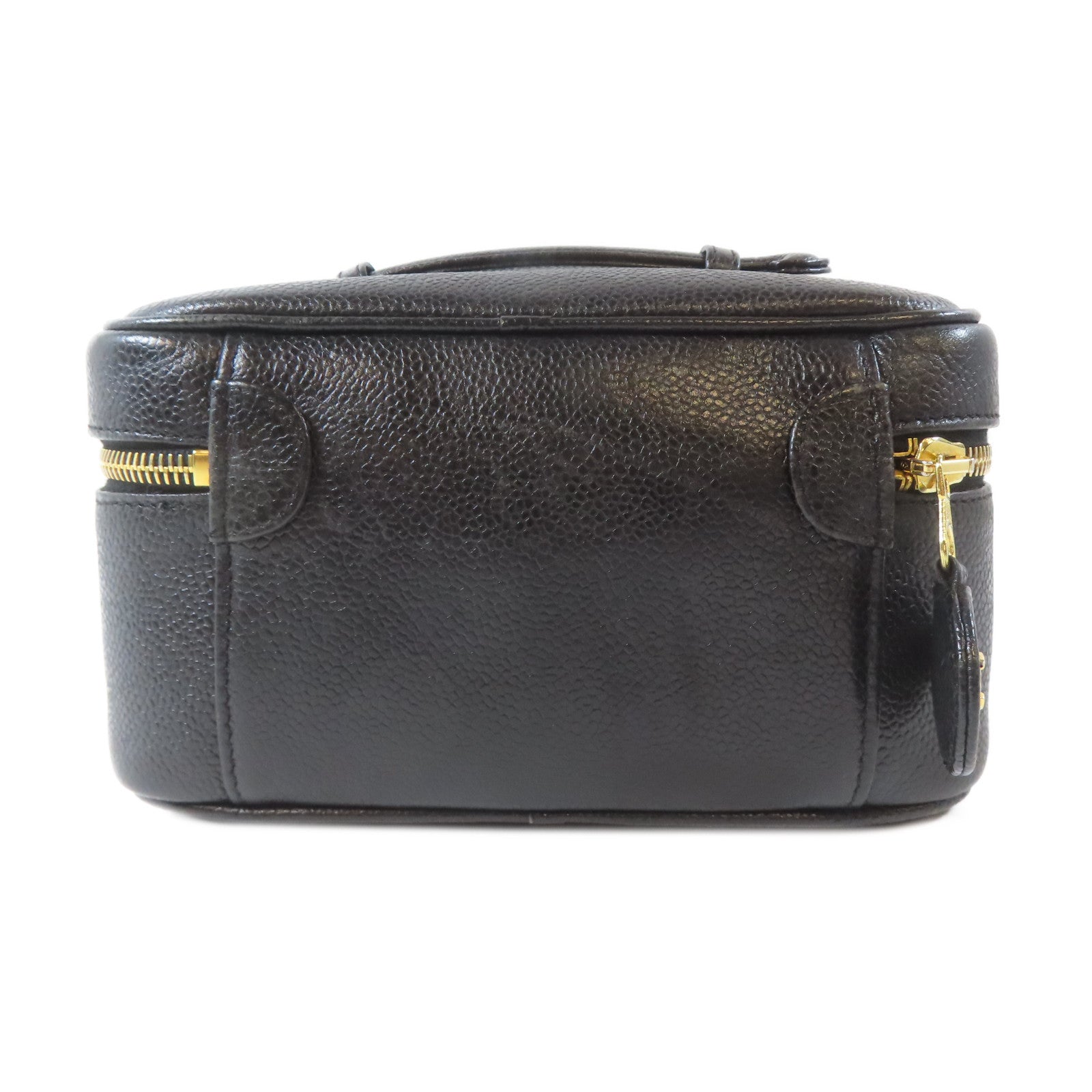 CHANEL 【激減優惠】Caviar皮革Vanity Handbag金扣手挽袋黑色