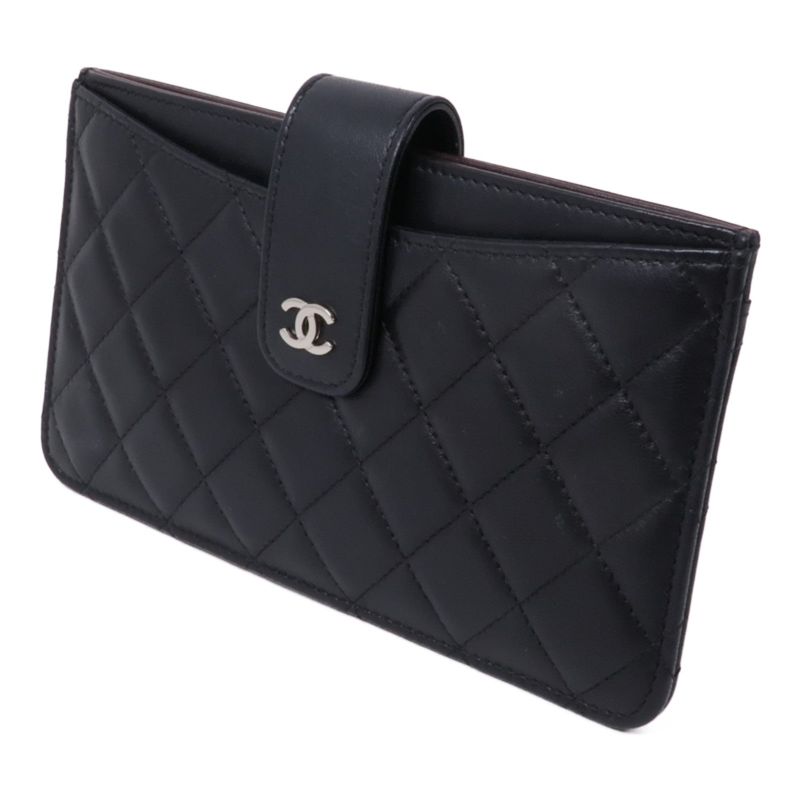 CHANEL 羊皮皮革Pouch銀扣手拿包