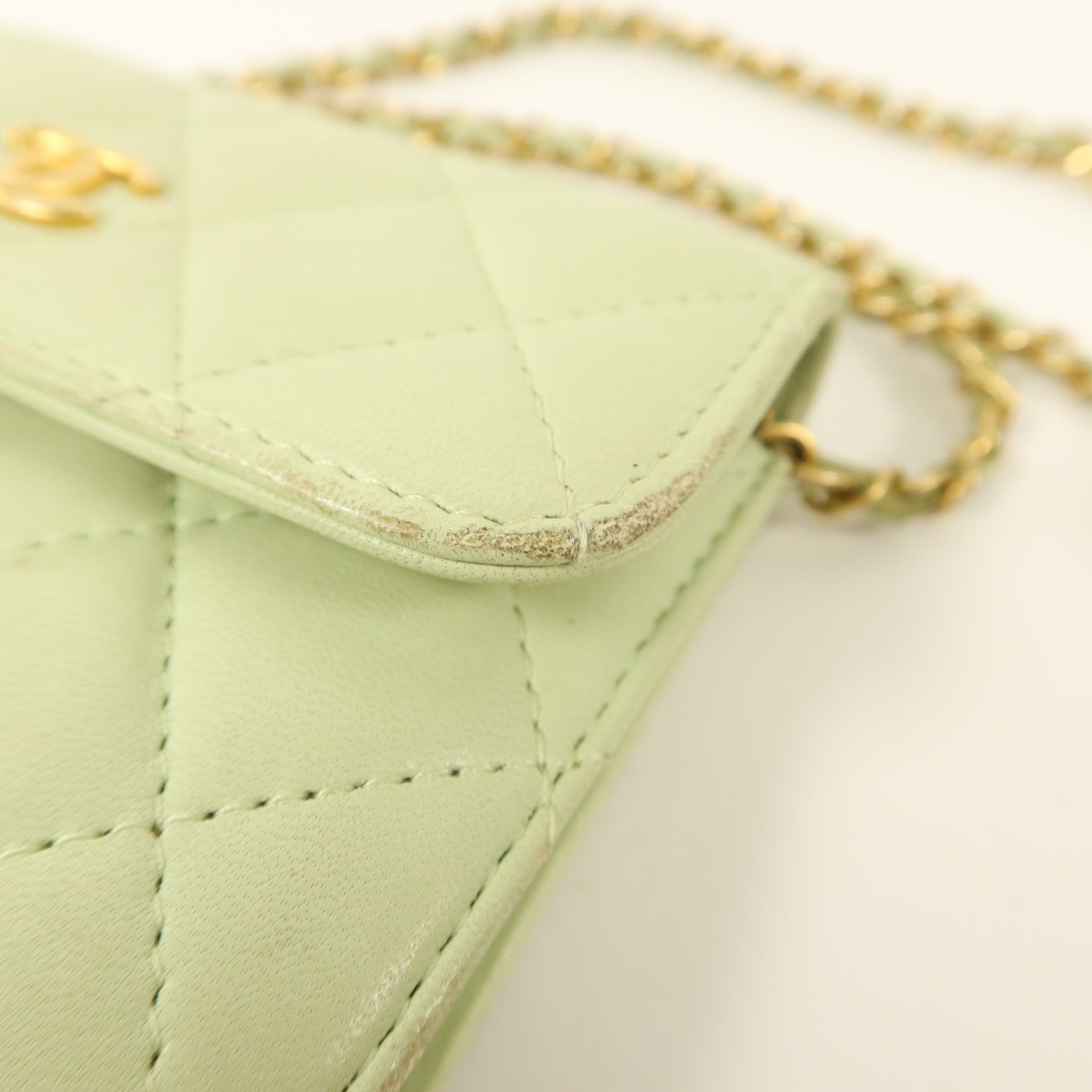 CHANEL 羊皮皮革Pearl Crush Mini Flap Bag鏈帶肩背袋
