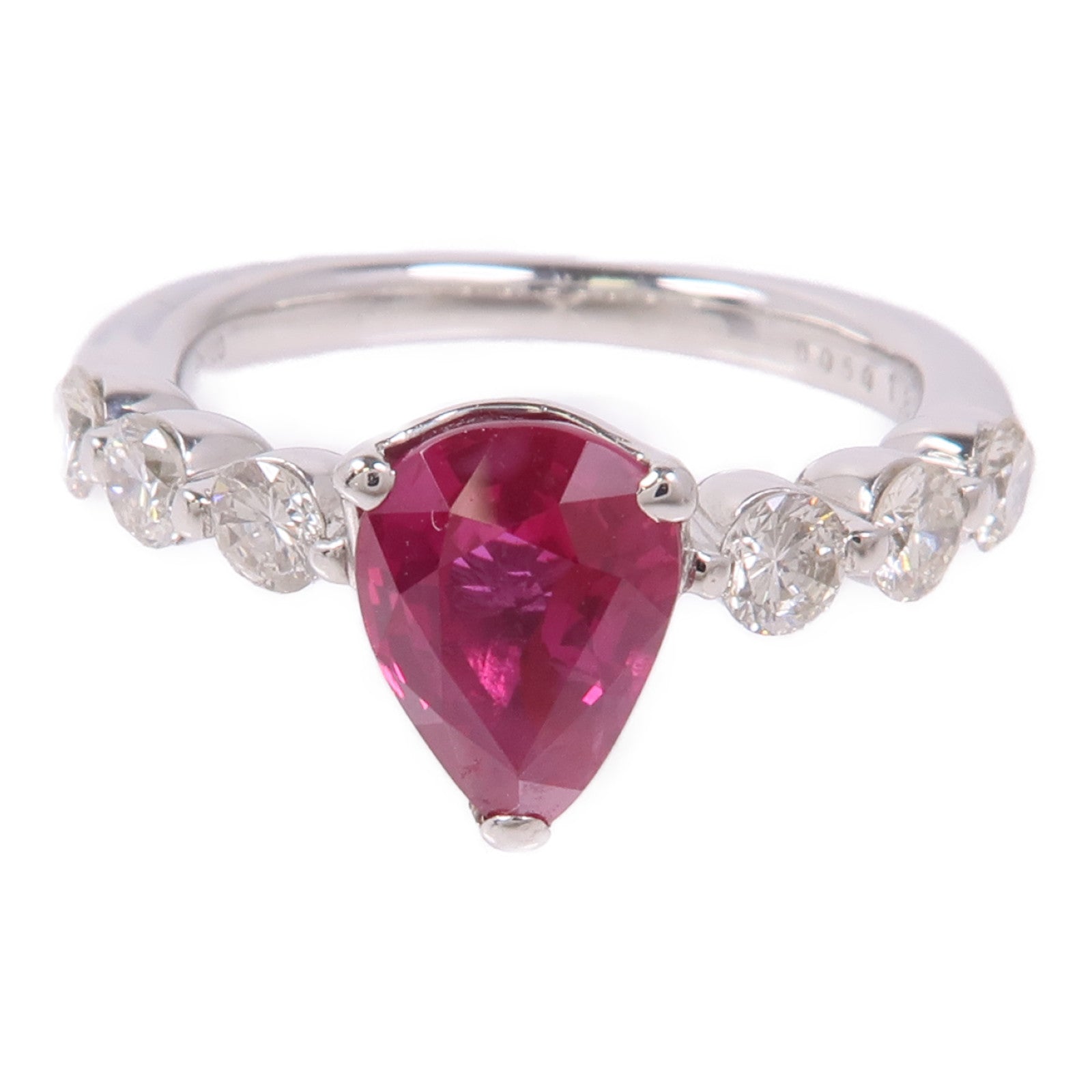 JEWELRY 【激減優惠】PT900鉑金Ruby/Diamond Ring紅寶石/鑽石戒指US#6.5