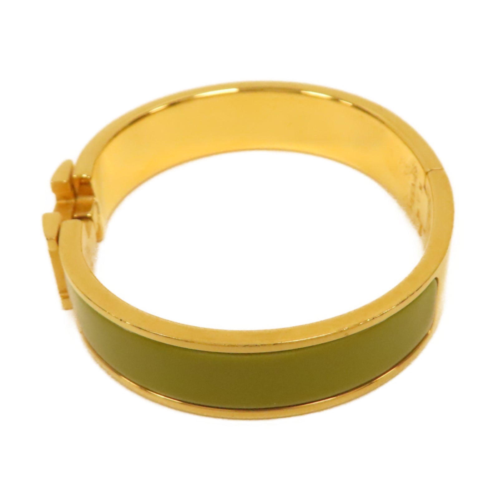 HERMES 金屬Clic H Bracelet手鐲金色/綠色