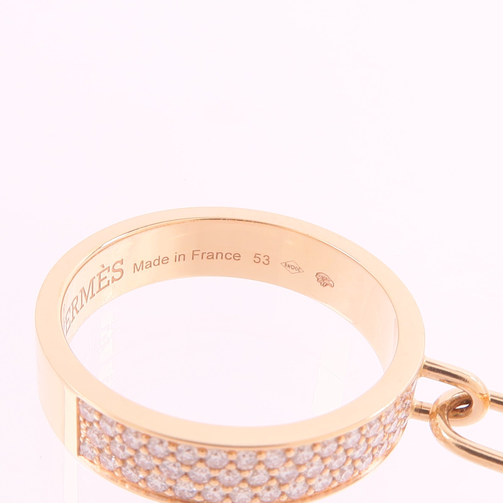 HERMES 18K玫瑰金Kelly Clochette Ring鑽石戒指