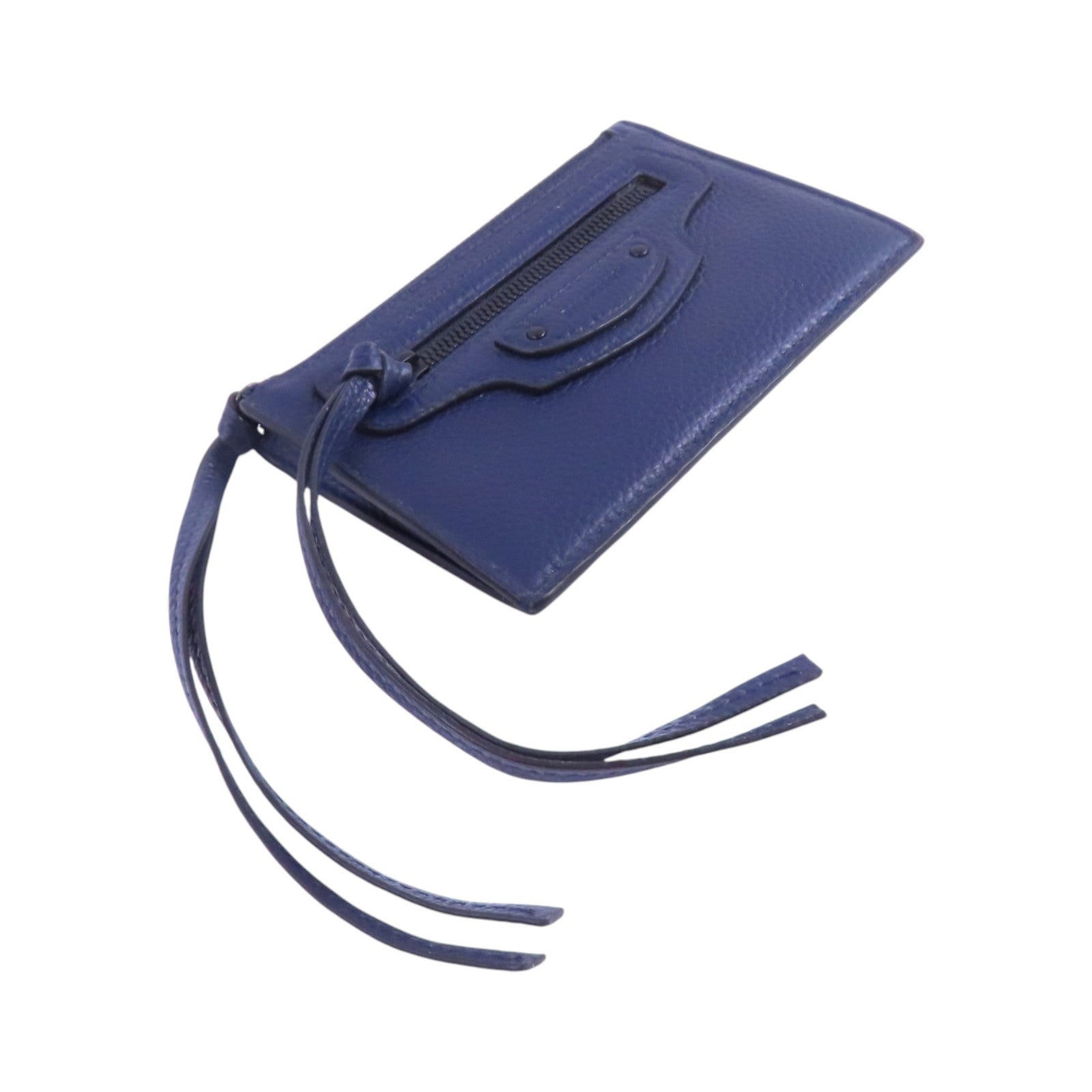BALENCIAGA Card Case Card Holder Blue 640110 Calfskin Leather