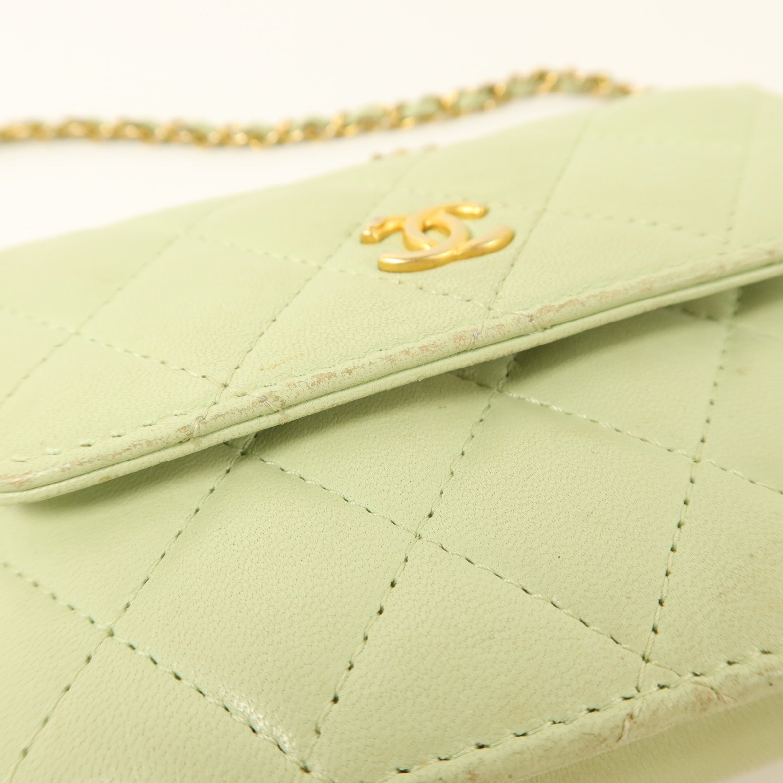 CHANEL 羊皮皮革Pearl Crush Mini Flap Bag鏈帶肩背袋