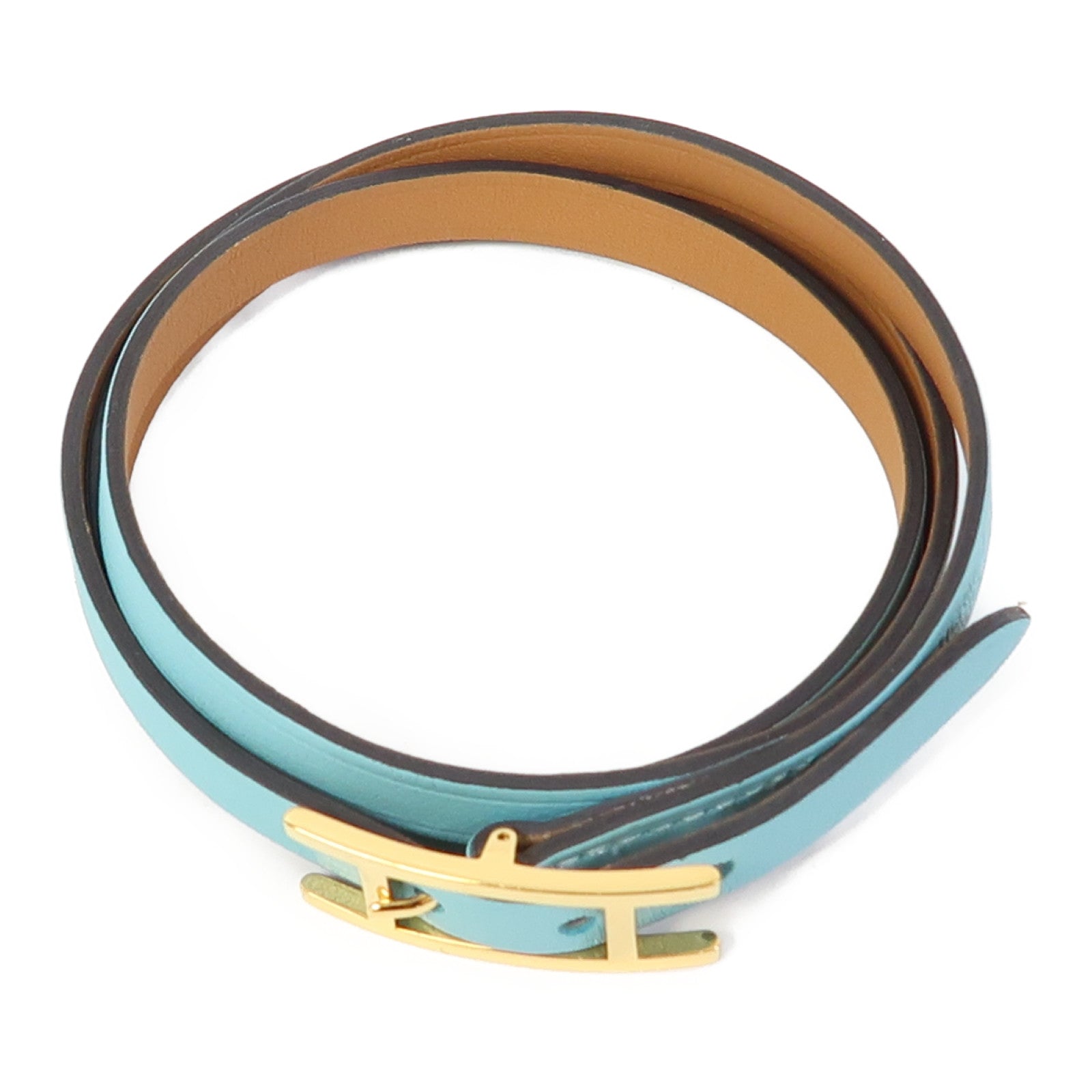 HERMES Swift皮革Behapi Double Tour Bracelet手鐲聖西爾藍色