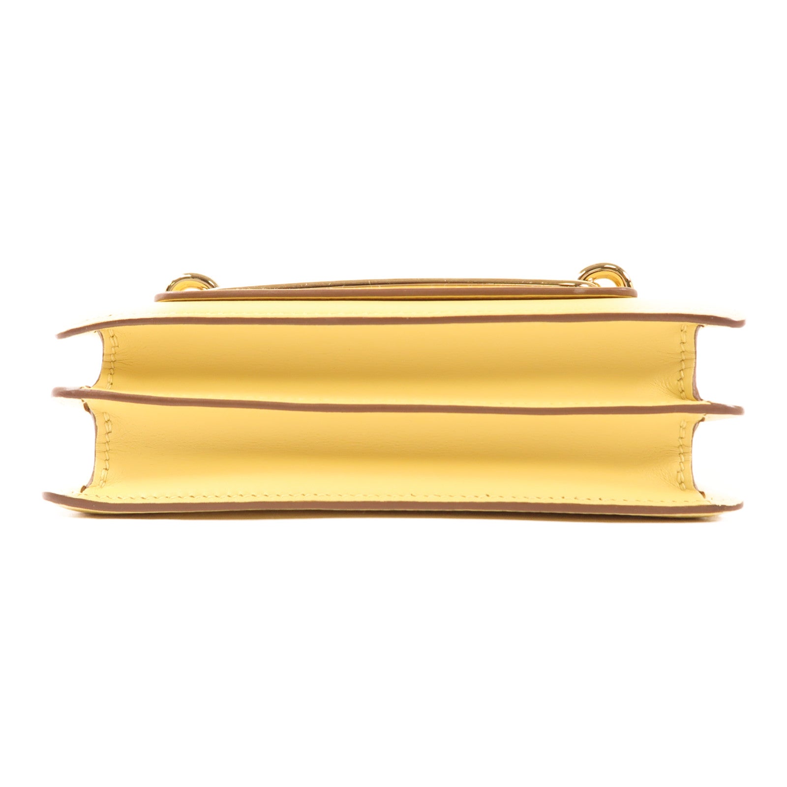 HERMES Swift皮革Mini Roulis金扣手挽袋Yellow