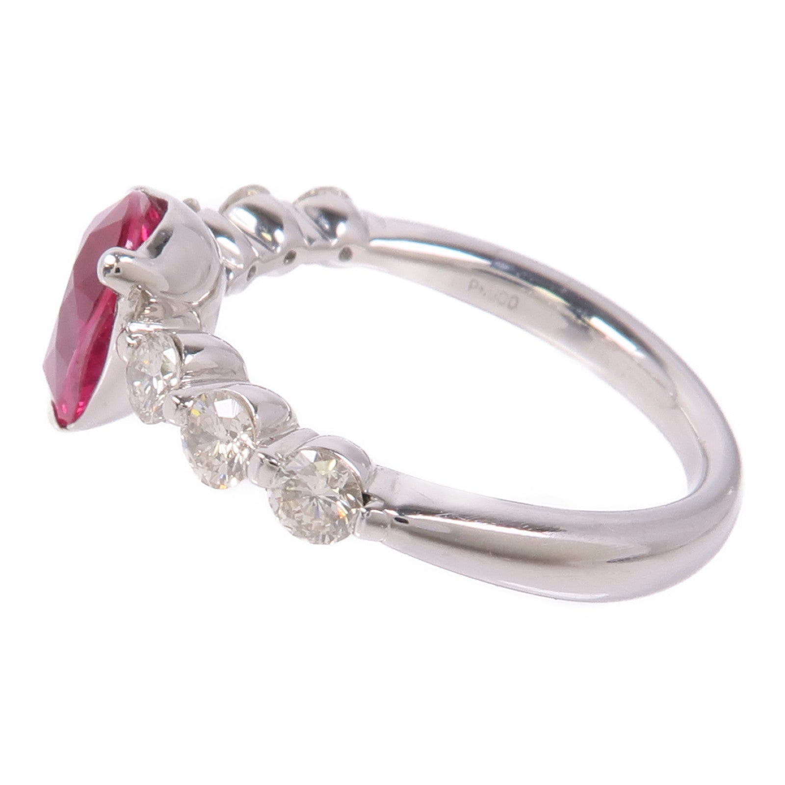 JEWELRY 【激減優惠】PT900鉑金Ruby/Diamond Ring紅寶石/鑽石戒指US#6.5