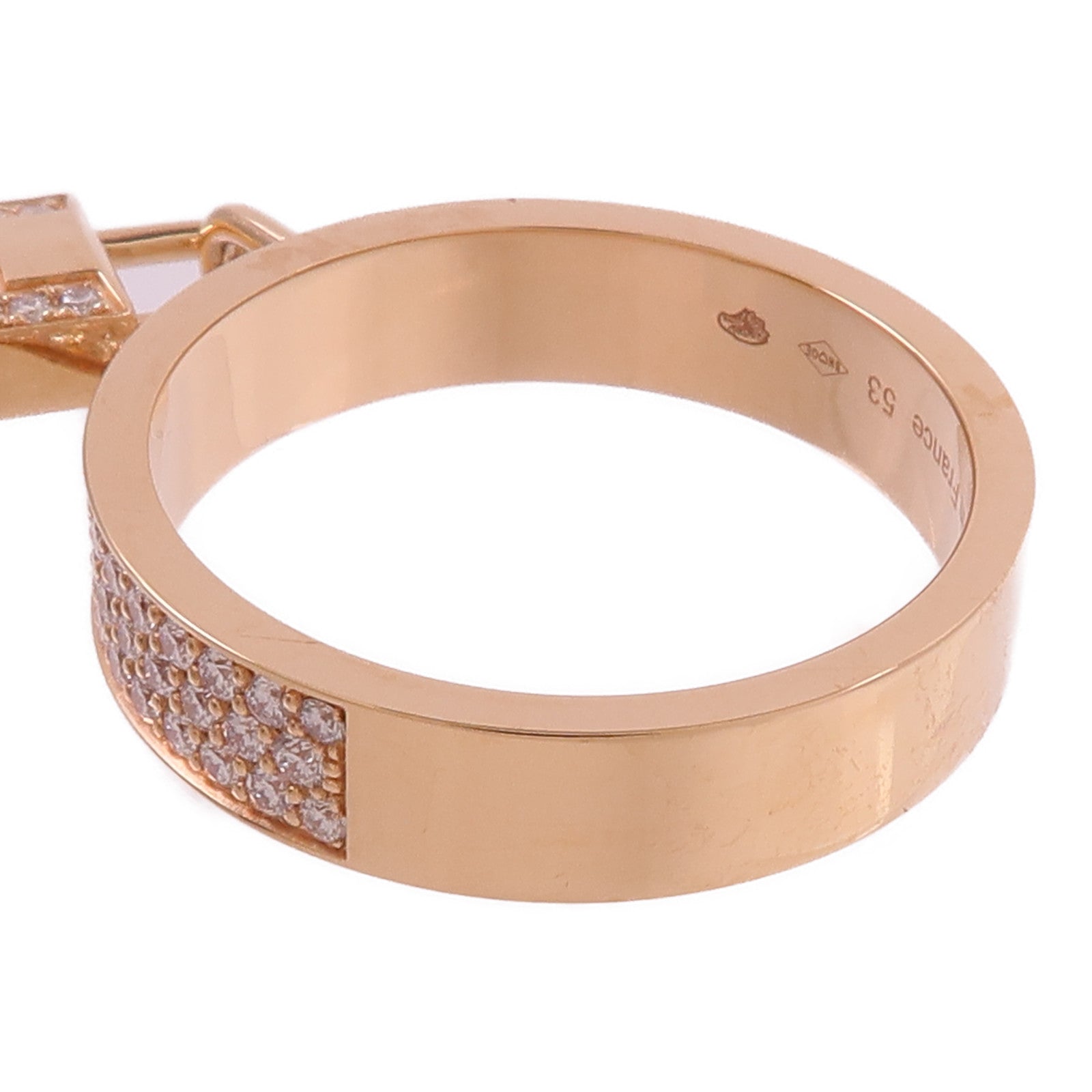 HERMES 18K玫瑰金Kelly Clochette Ring鑽石戒指
