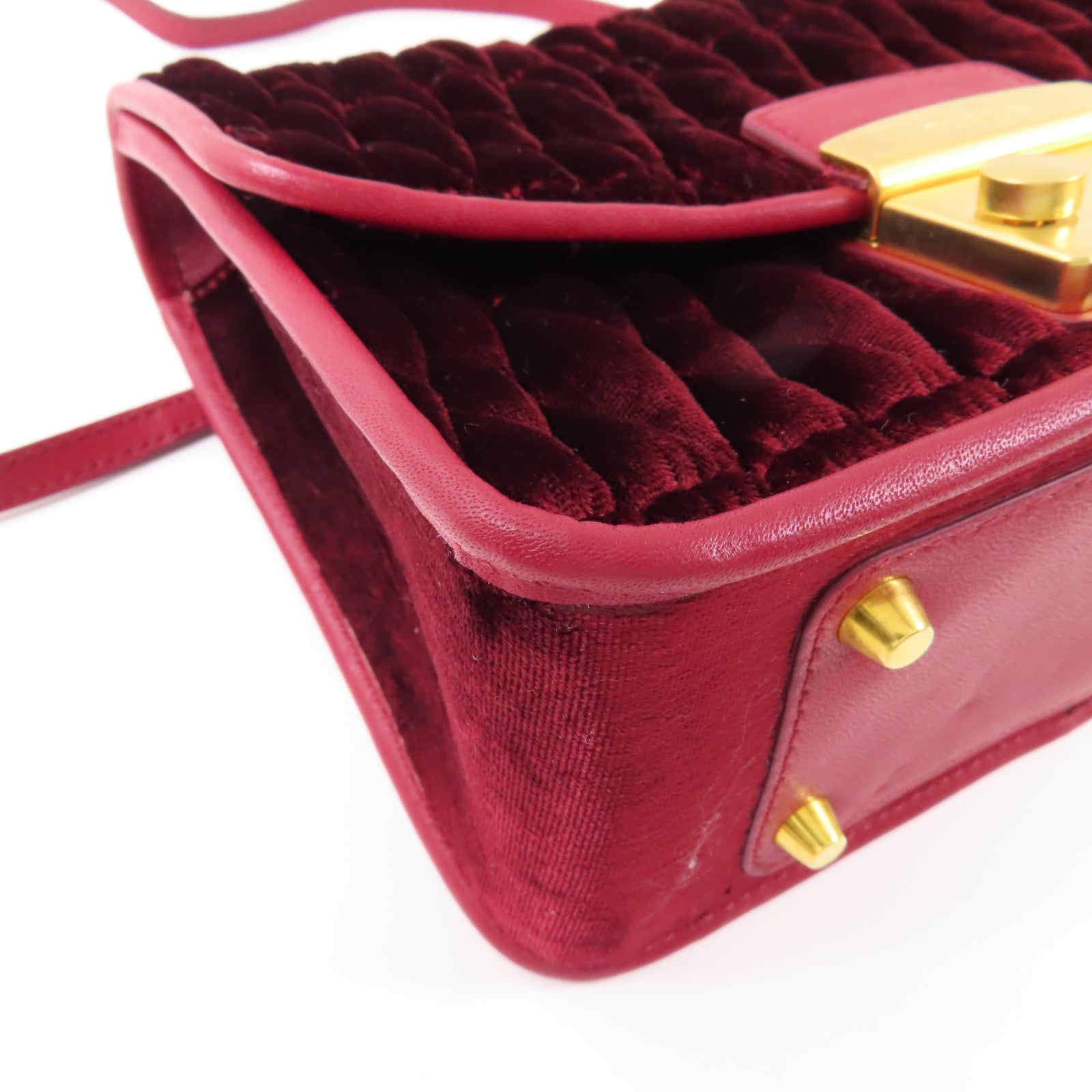 Furla 天鵝絨Shoulder Bag金扣肩背袋