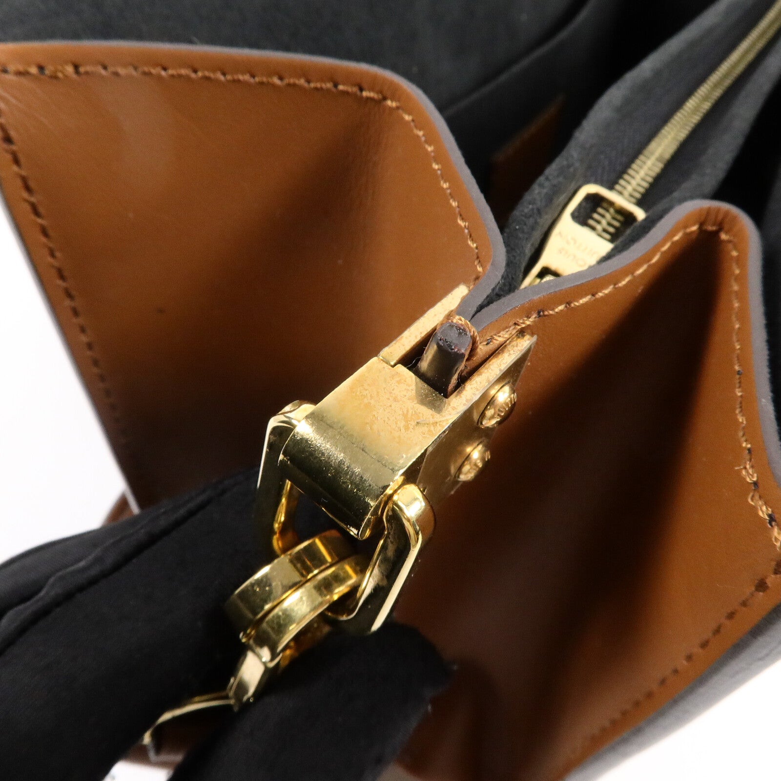 LOUIS VUITTON Monogram/Monogram Reverse Dauphine MM金扣手挽肩背兩用袋棕色