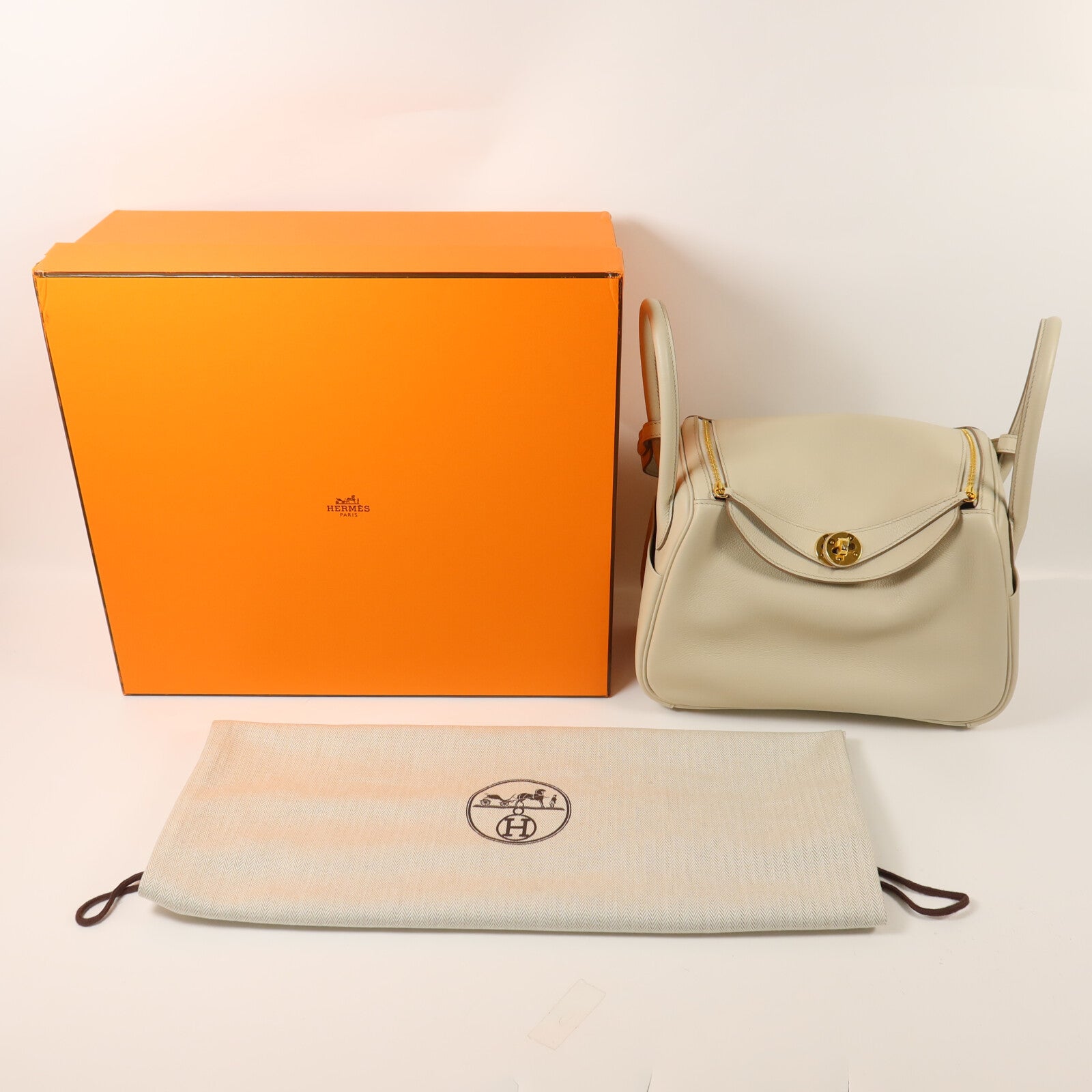 HERMES Evercolor皮革Lindy 26手挽肩背兩用袋Beton