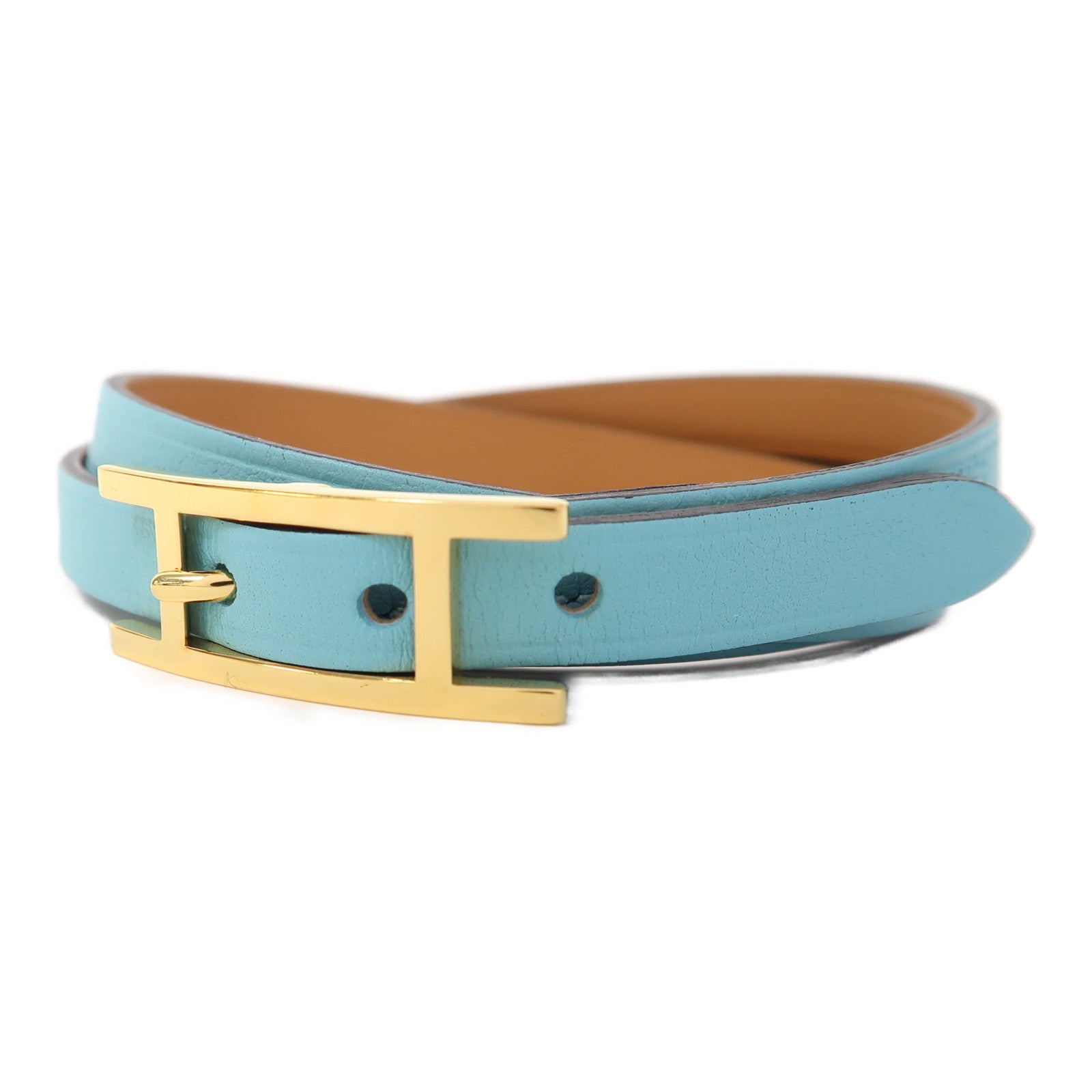 HERMES Swift皮革Behapi Double Tour Bracelet手鐲聖西爾藍色
