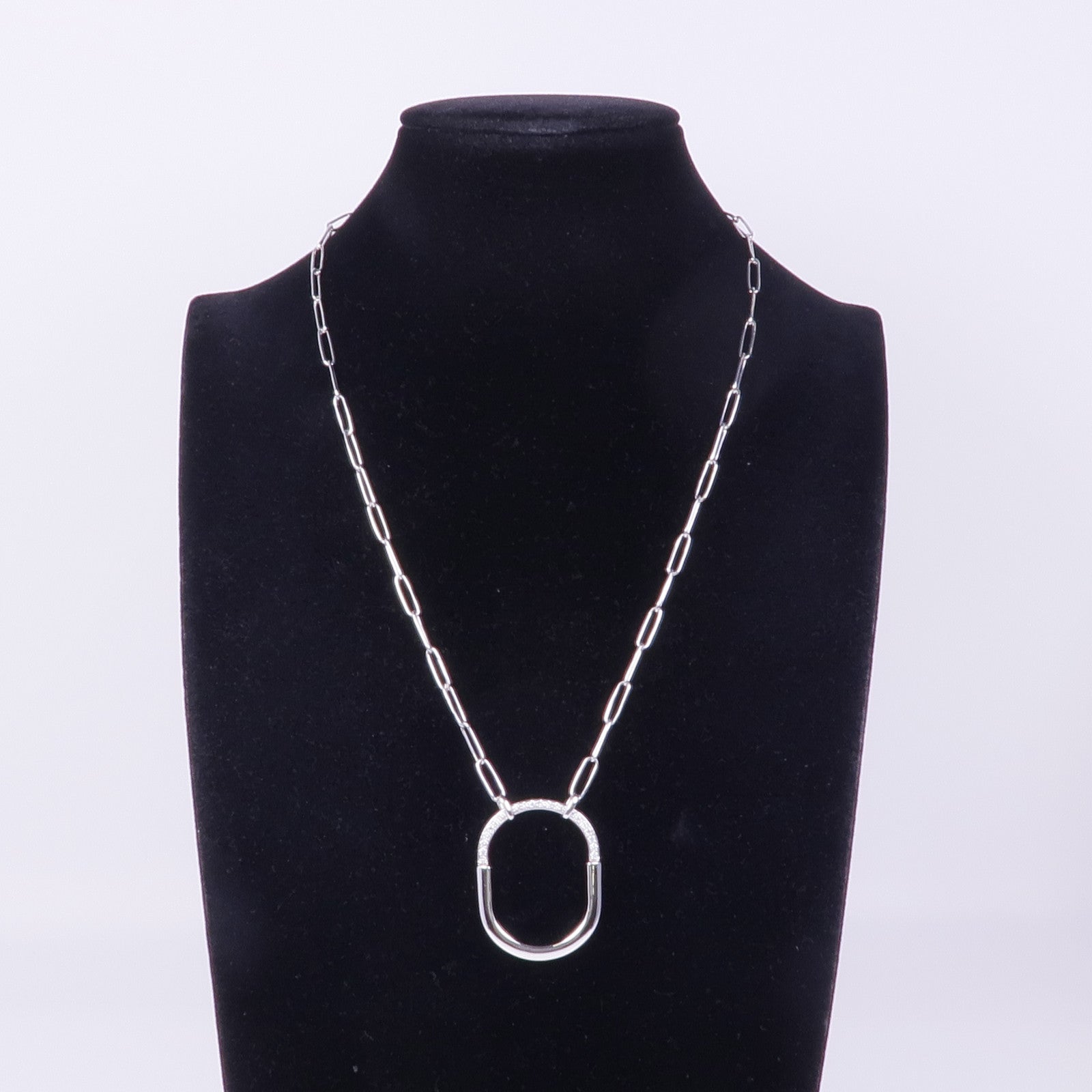 TIFFANY＆CO 18K白金Lock Pendant鑽石項鍊