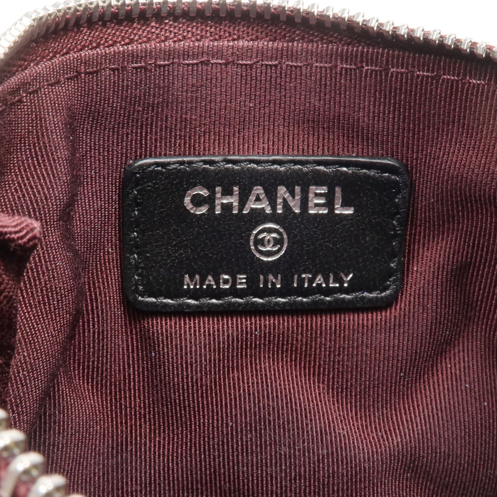 CHANEL 羊皮皮革Mini Pouch銀扣手拿包