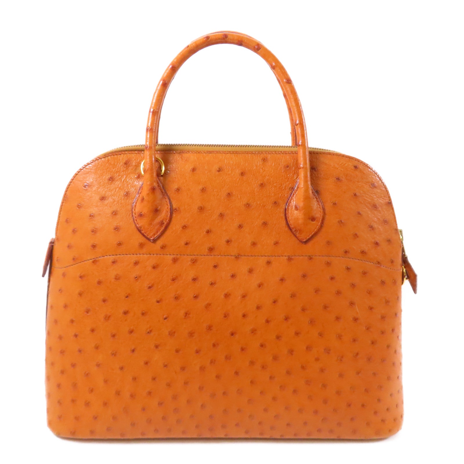 HERMES 鴕鳥皮革Bolide 35金扣手挽肩背兩用袋Gold