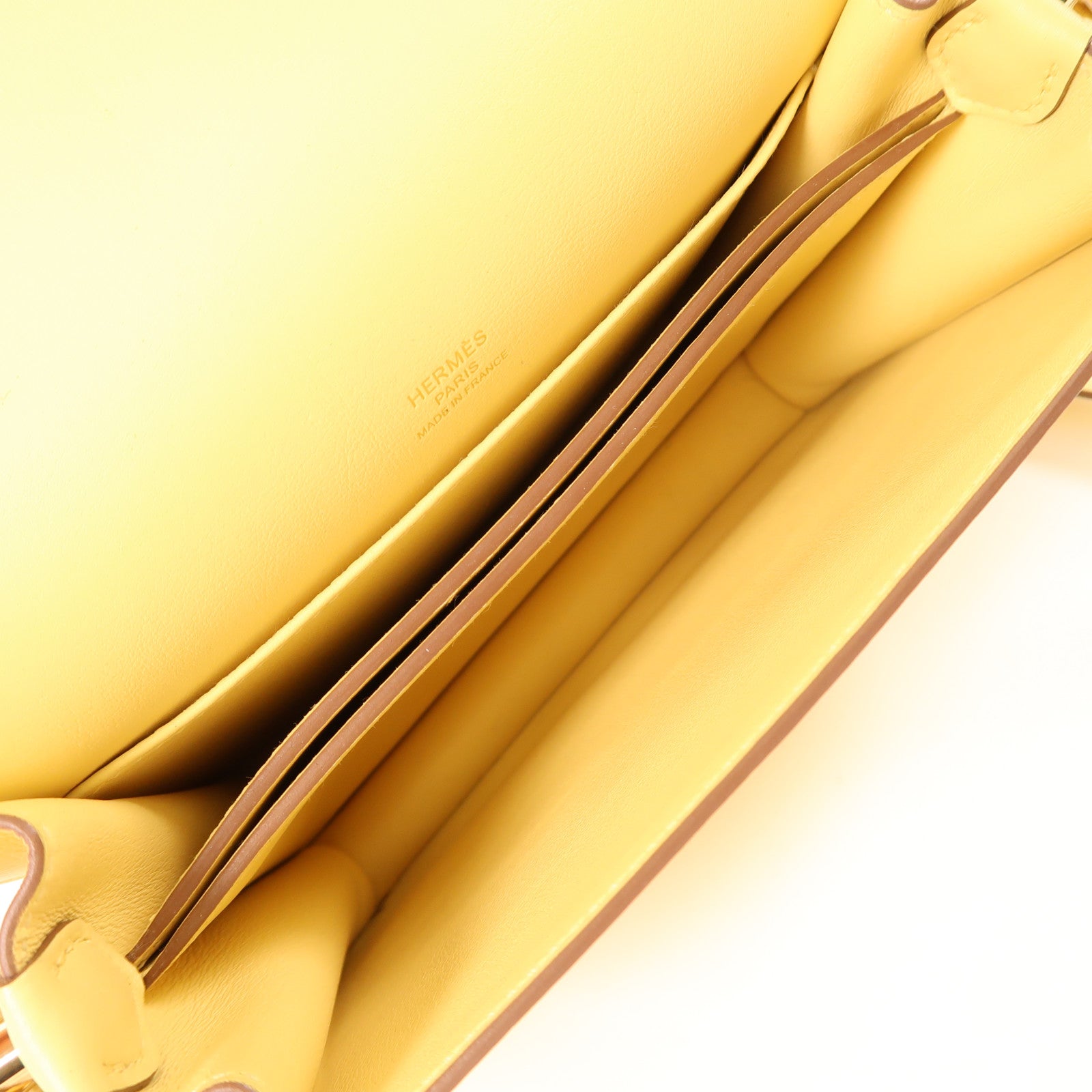 HERMES Swift皮革Mini Roulis金扣手挽袋Yellow