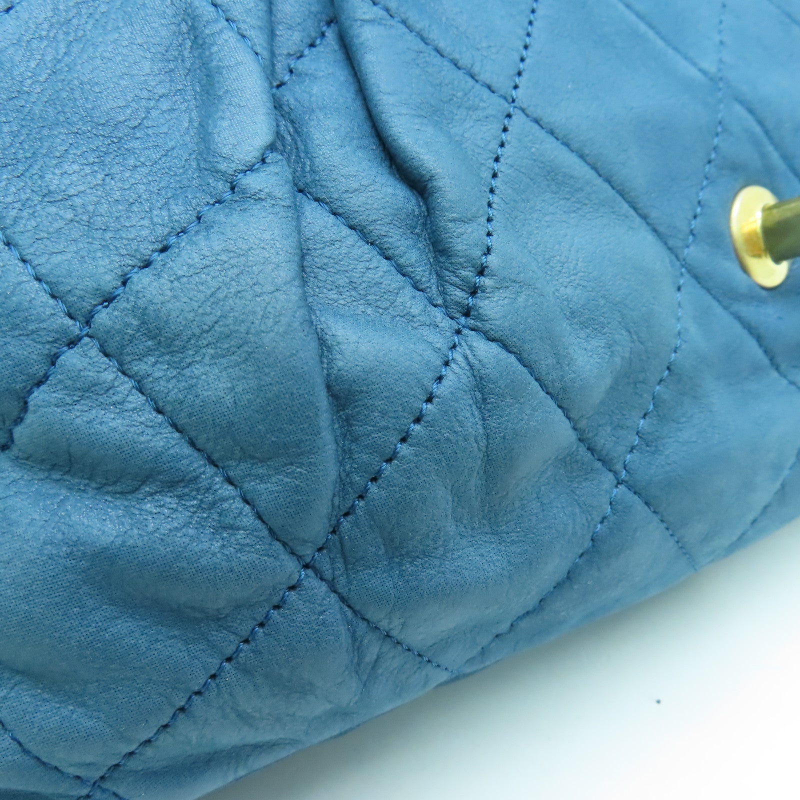 CHANEL 【激減優惠】牛皮皮革Chic Quilt Flap Bag金扣肩背袋藍色