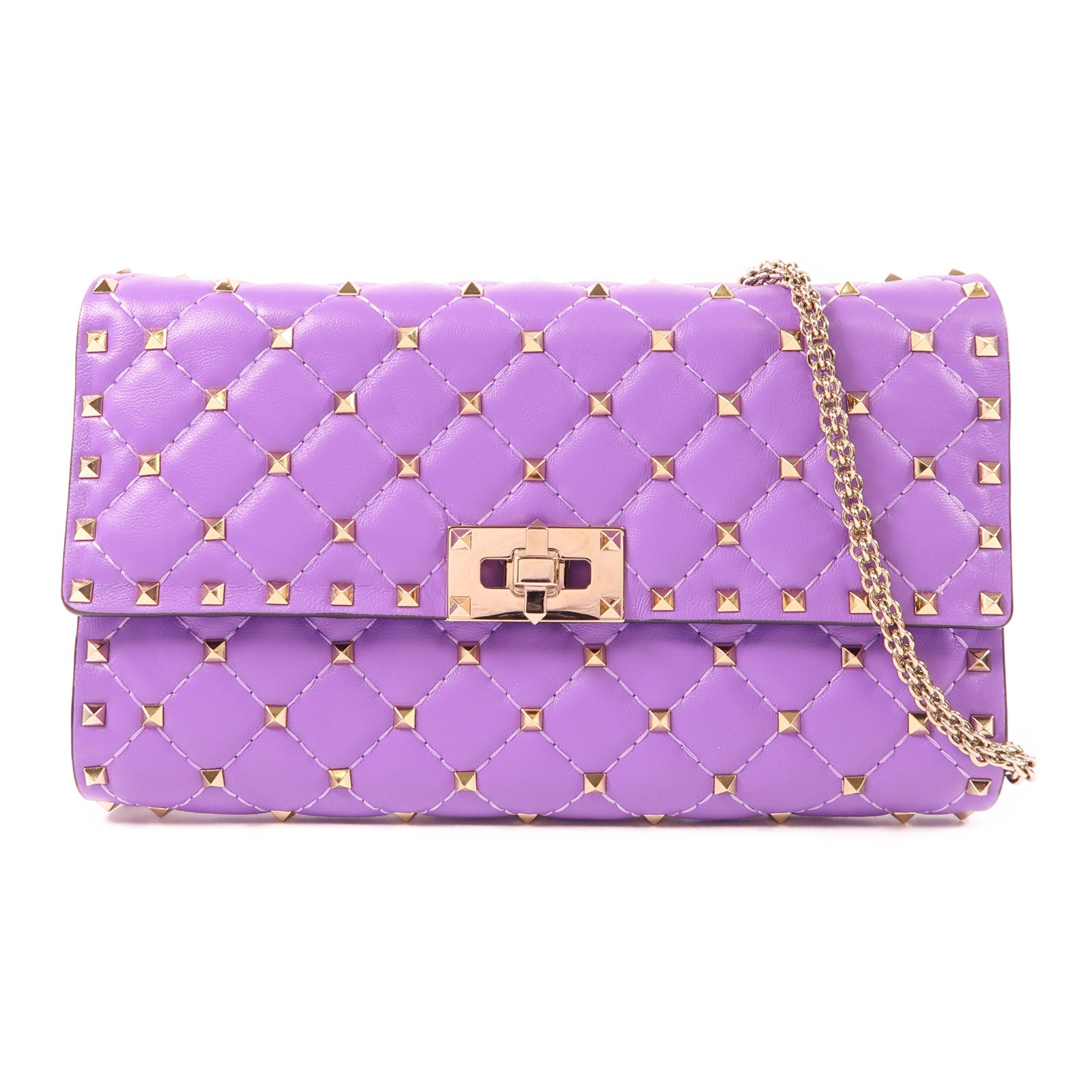 Valentino 牛皮皮革Rock Studs金扣鏈帶肩背袋
