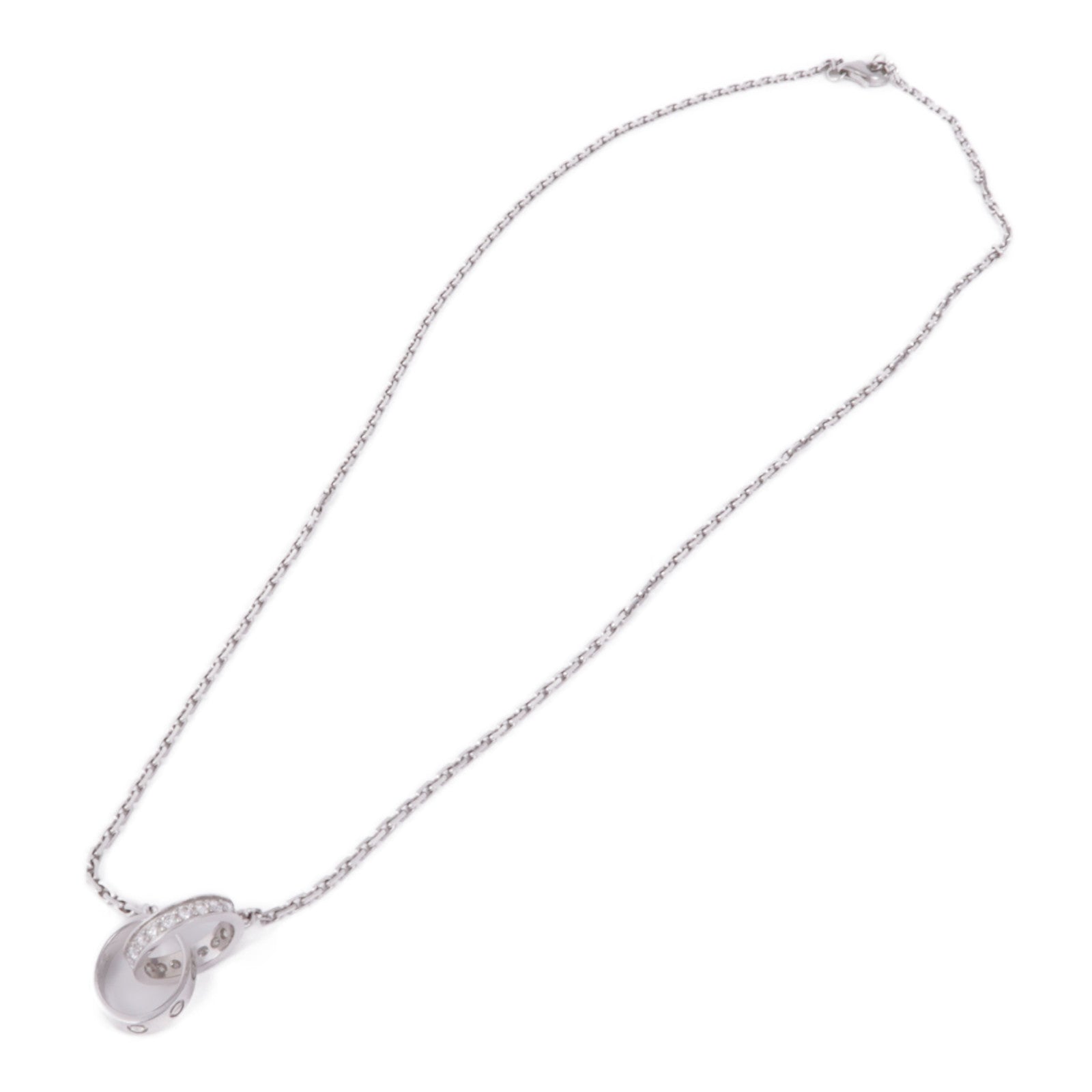 CARTIER 18K白金Love Necklace Semi Paved鑽石項鍊