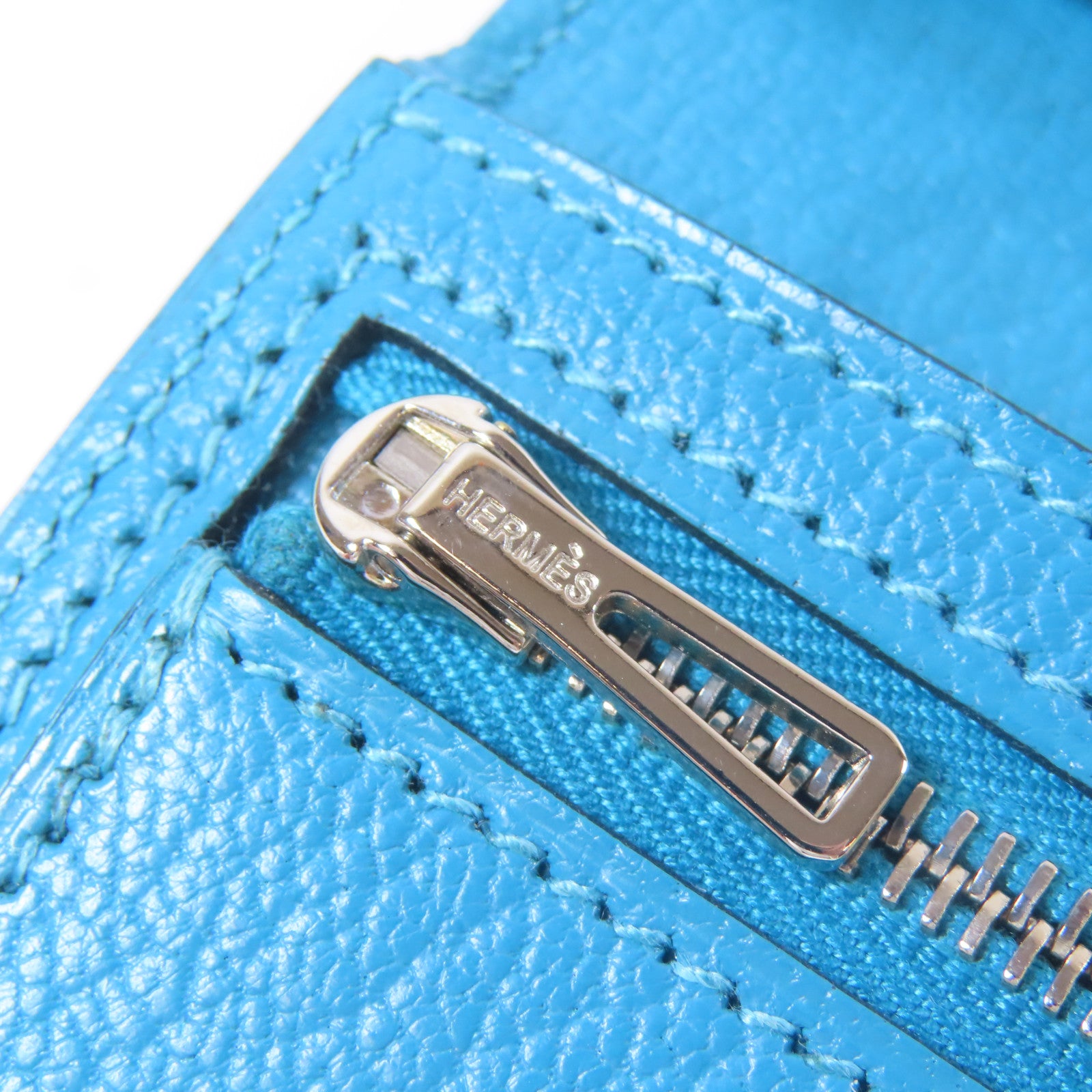 HERMES **【激減優惠】Chevre皮革Bearn Long Wallet銀扣長錢包藍色Blue Jean