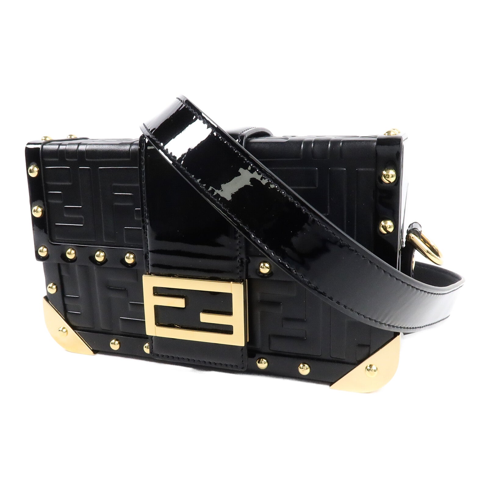 FENDI 牛皮皮革Baguette Trunk Mini肩背袋
