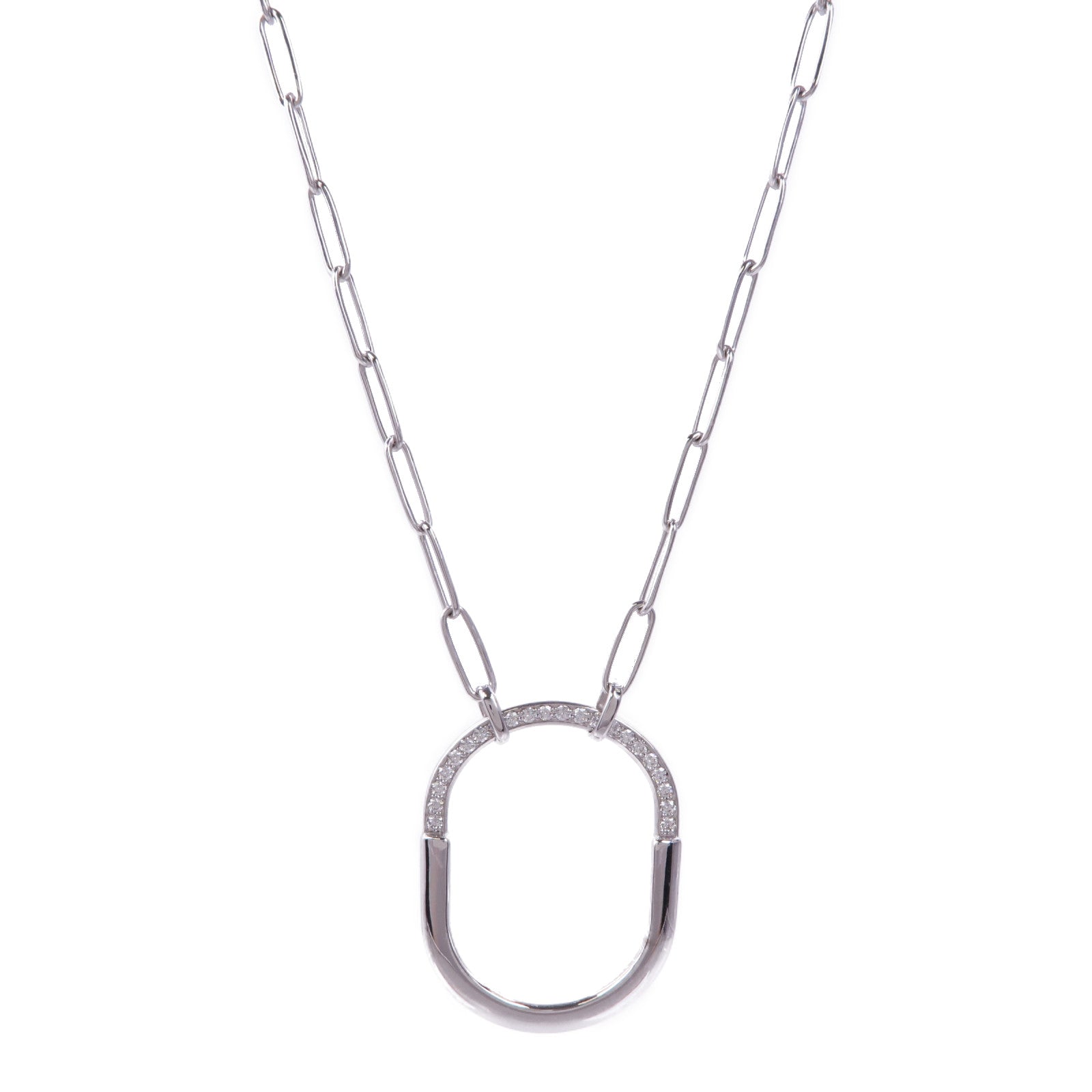 TIFFANY＆CO 18K白金Lock Pendant鑽石項鍊
