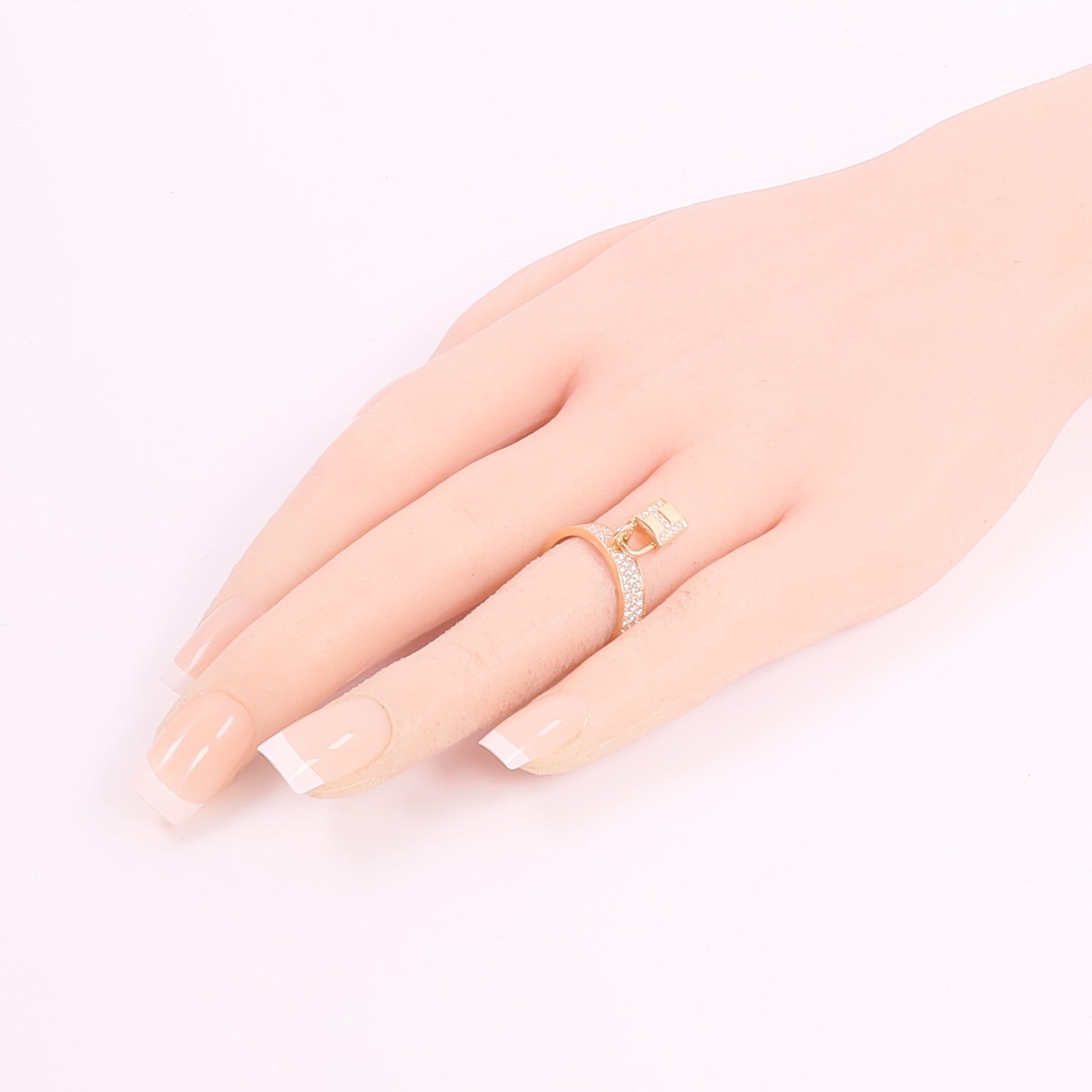 HERMES 18K玫瑰金Kelly Clochette Ring鑽石戒指