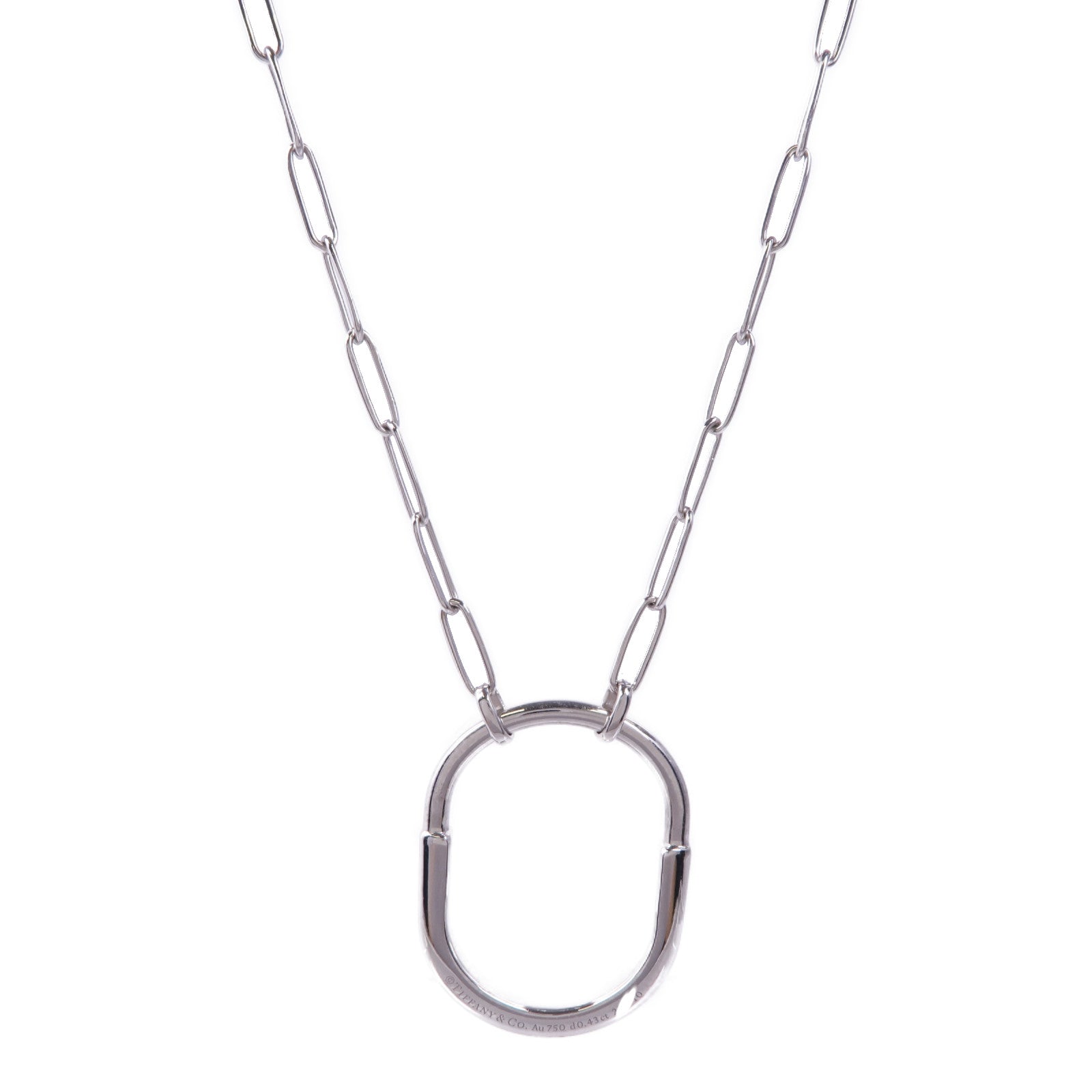 TIFFANY＆CO 18K白金Lock Pendant鑽石項鍊