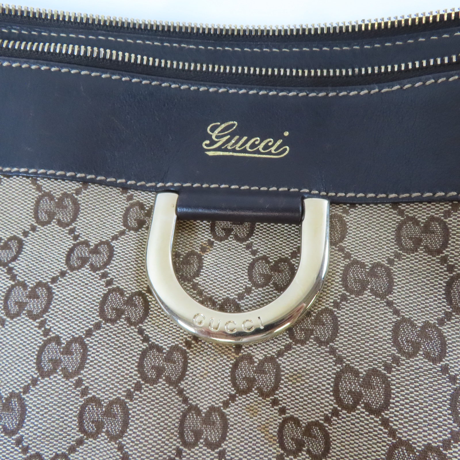GUCCI 【激減優惠】帆布Shoulder Bag金扣肩背袋啡色