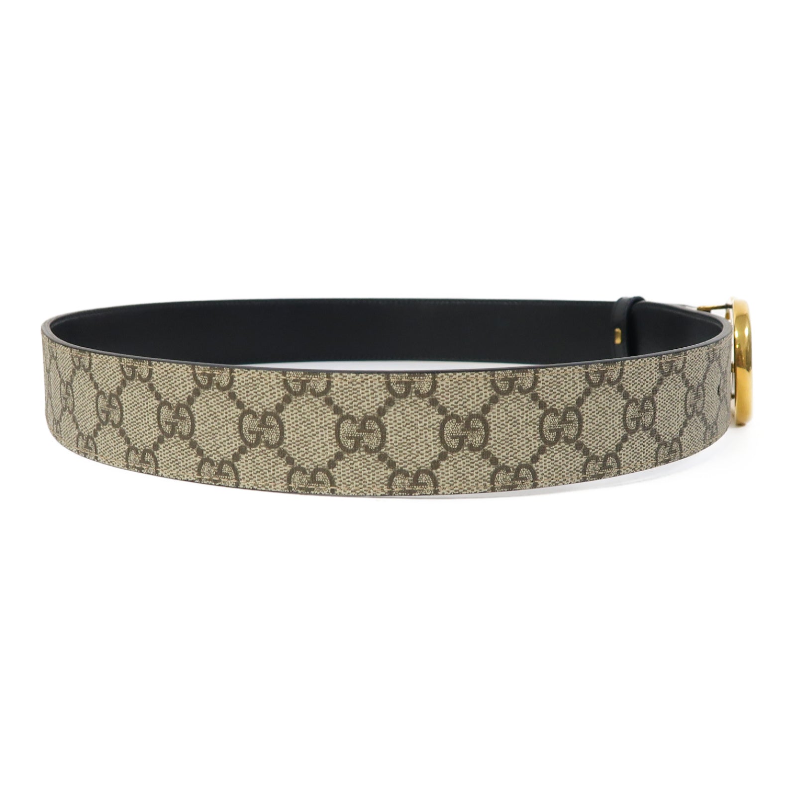 GUCCI 塗層帆布GG Marmont Reversible Belt金扣皮帶啡色