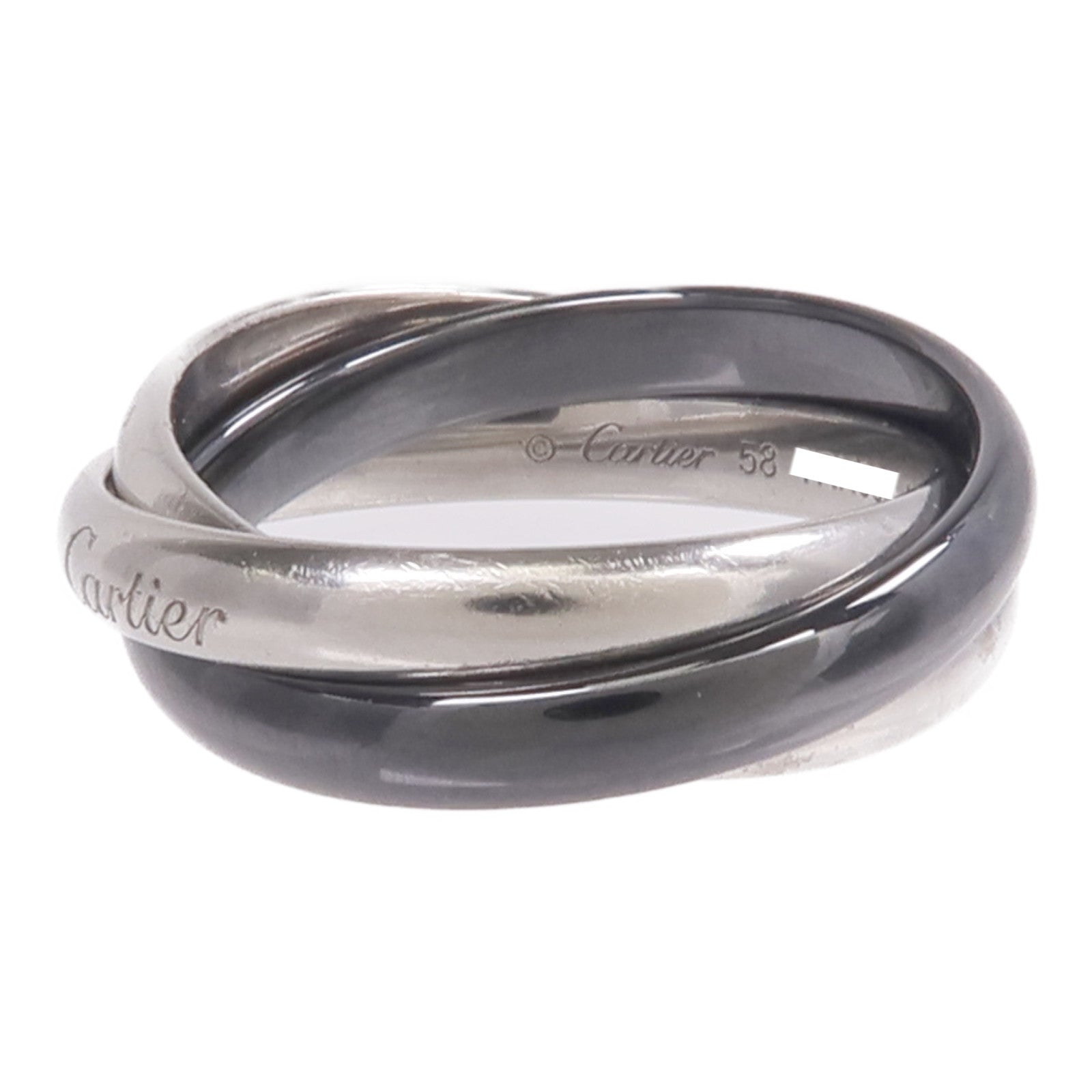 CARTIER 18K白金/陶瓷Trinity Ring戒指