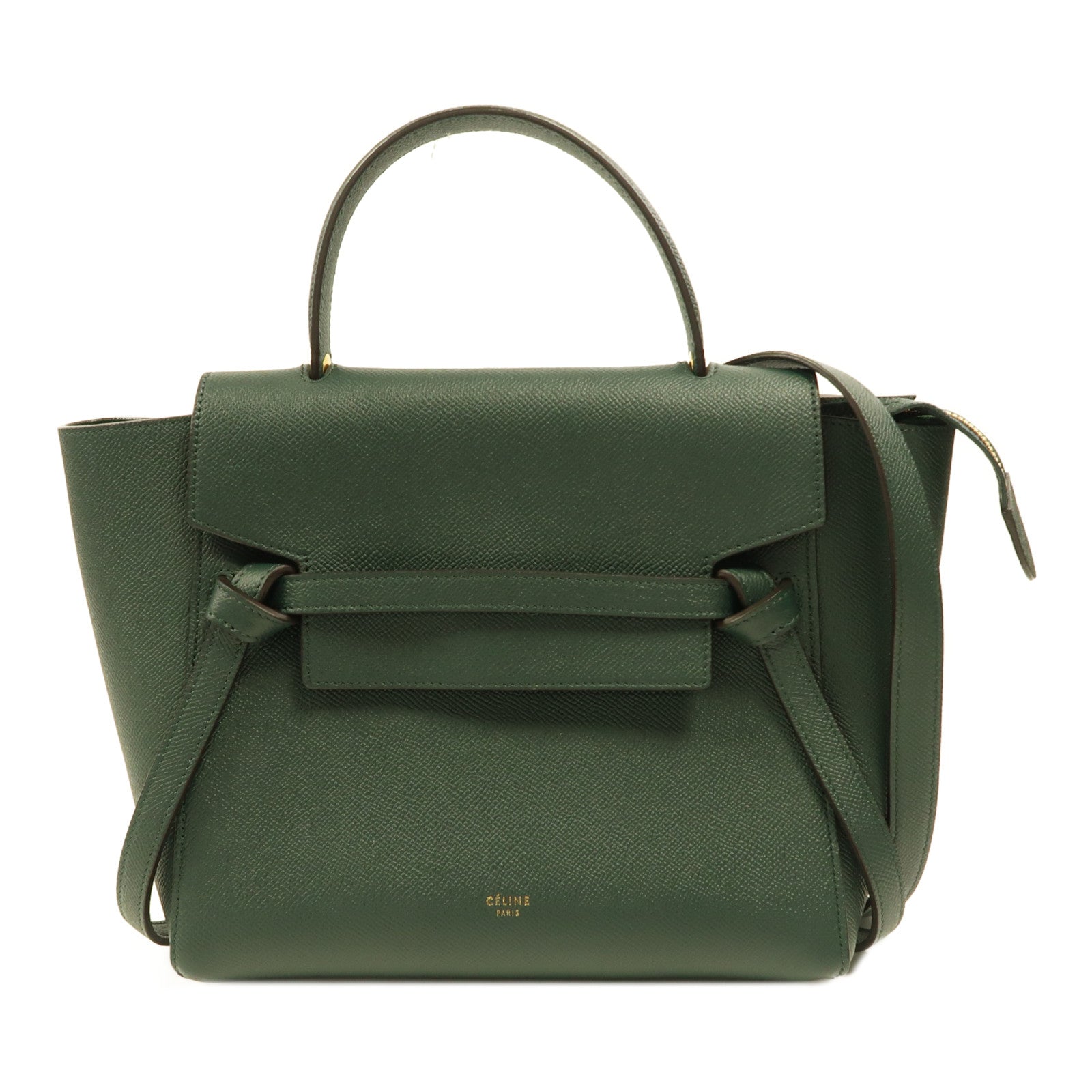 CELINE 牛皮皮革Micro Belt Bag金扣手挽肩背兩用袋綠色