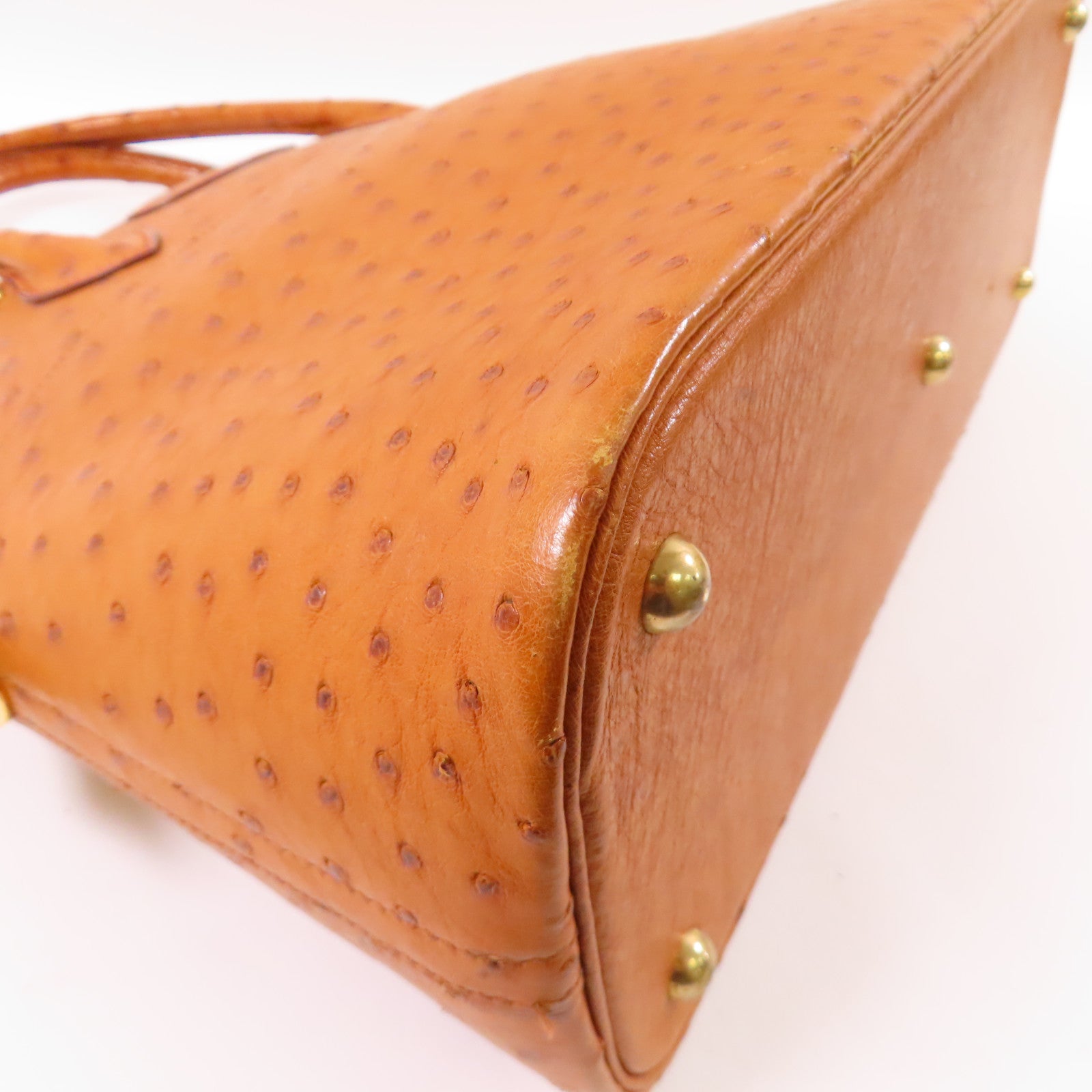 HERMES 鴕鳥皮革Bolide 35金扣手挽肩背兩用袋Gold