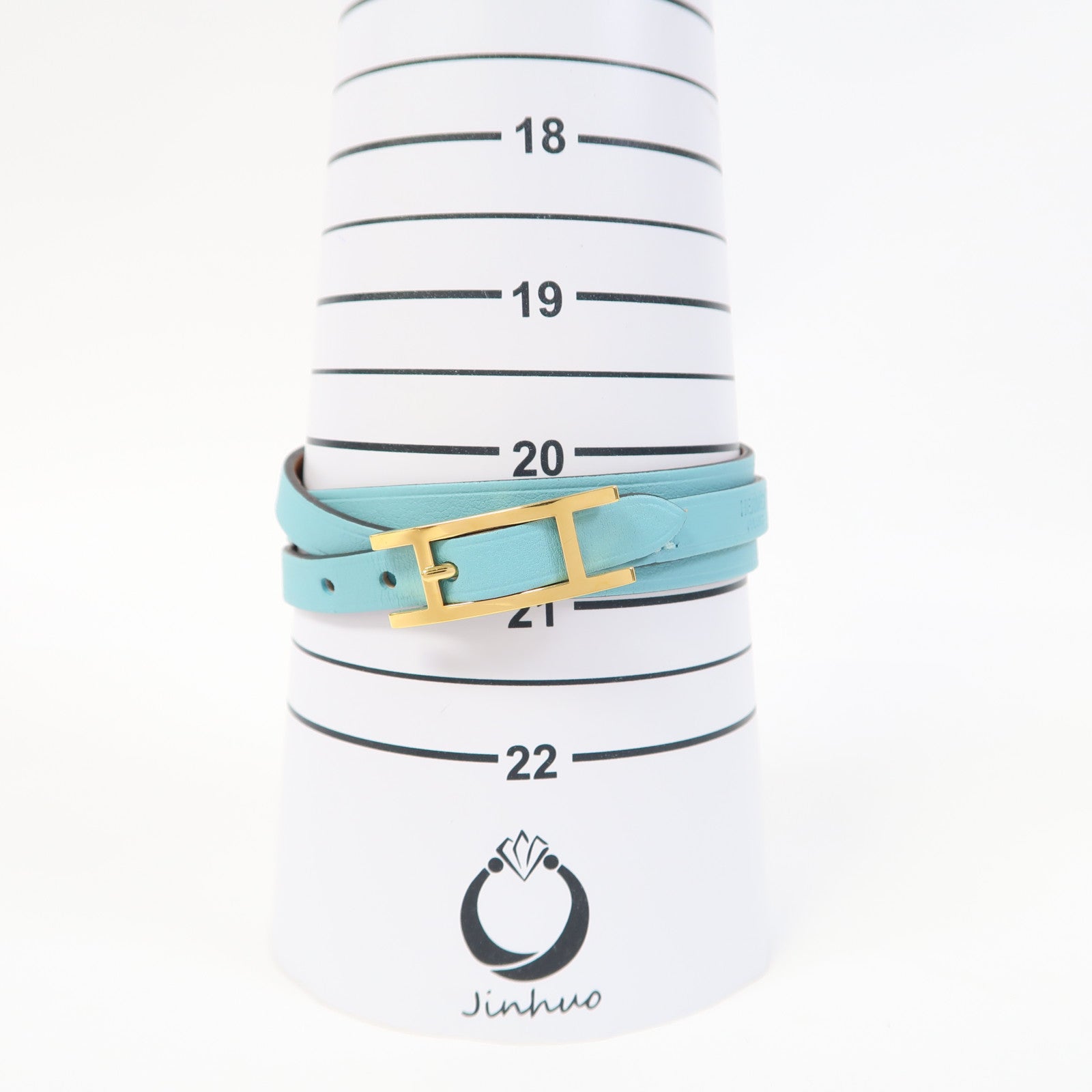 HERMES Swift皮革Behapi Double Tour Bracelet手鐲聖西爾藍色
