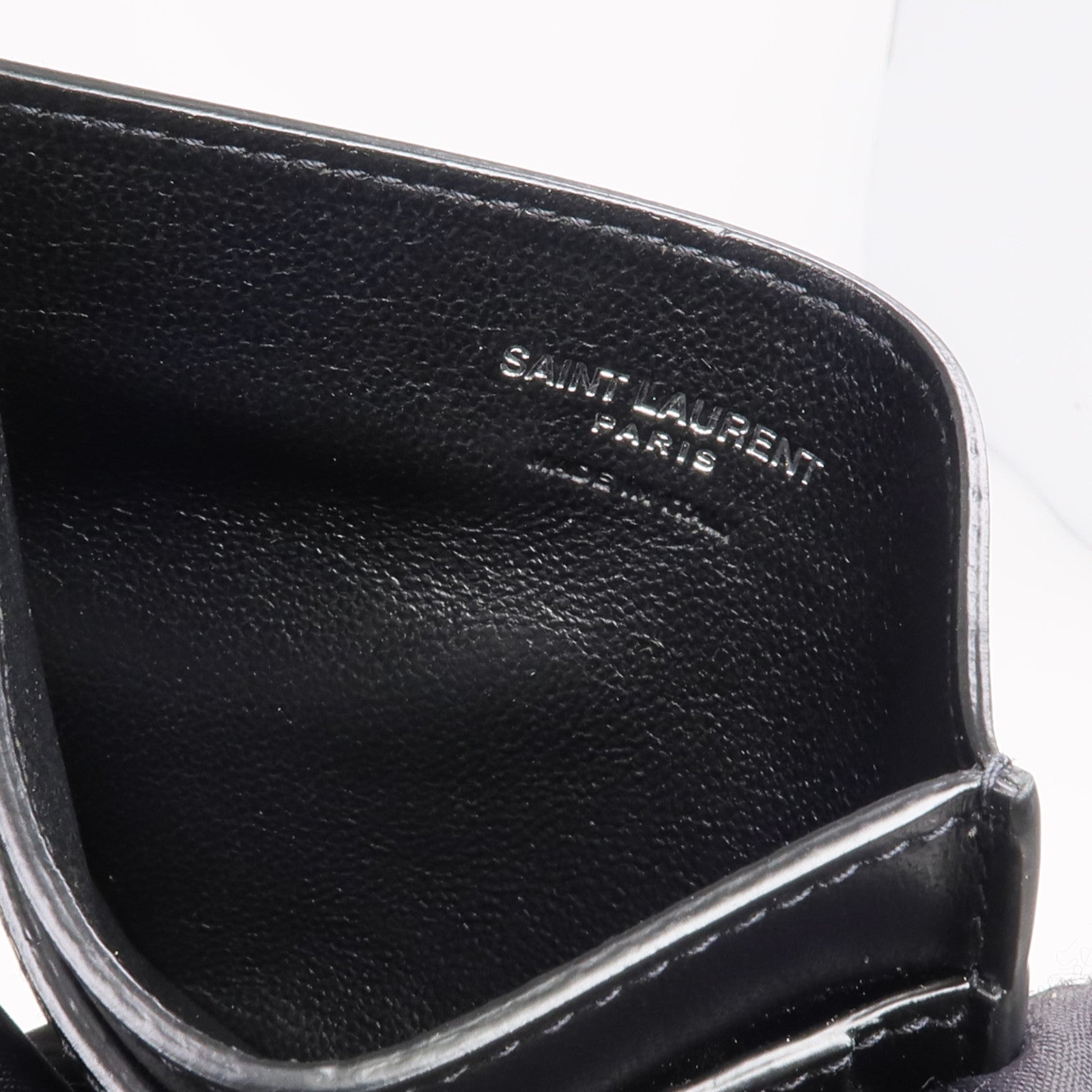 SAINT LAURENT 牛皮皮革Card Case銀扣卡片套