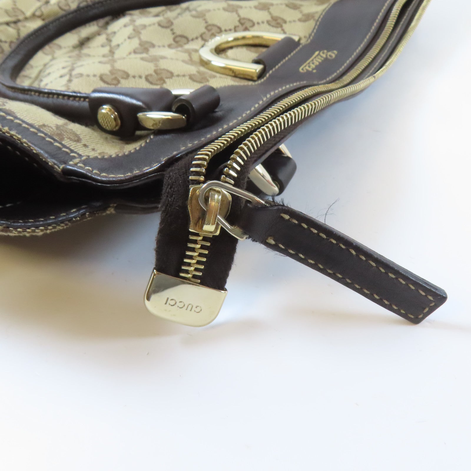 GUCCI 【激減優惠】帆布Shoulder Bag金扣肩背袋啡色