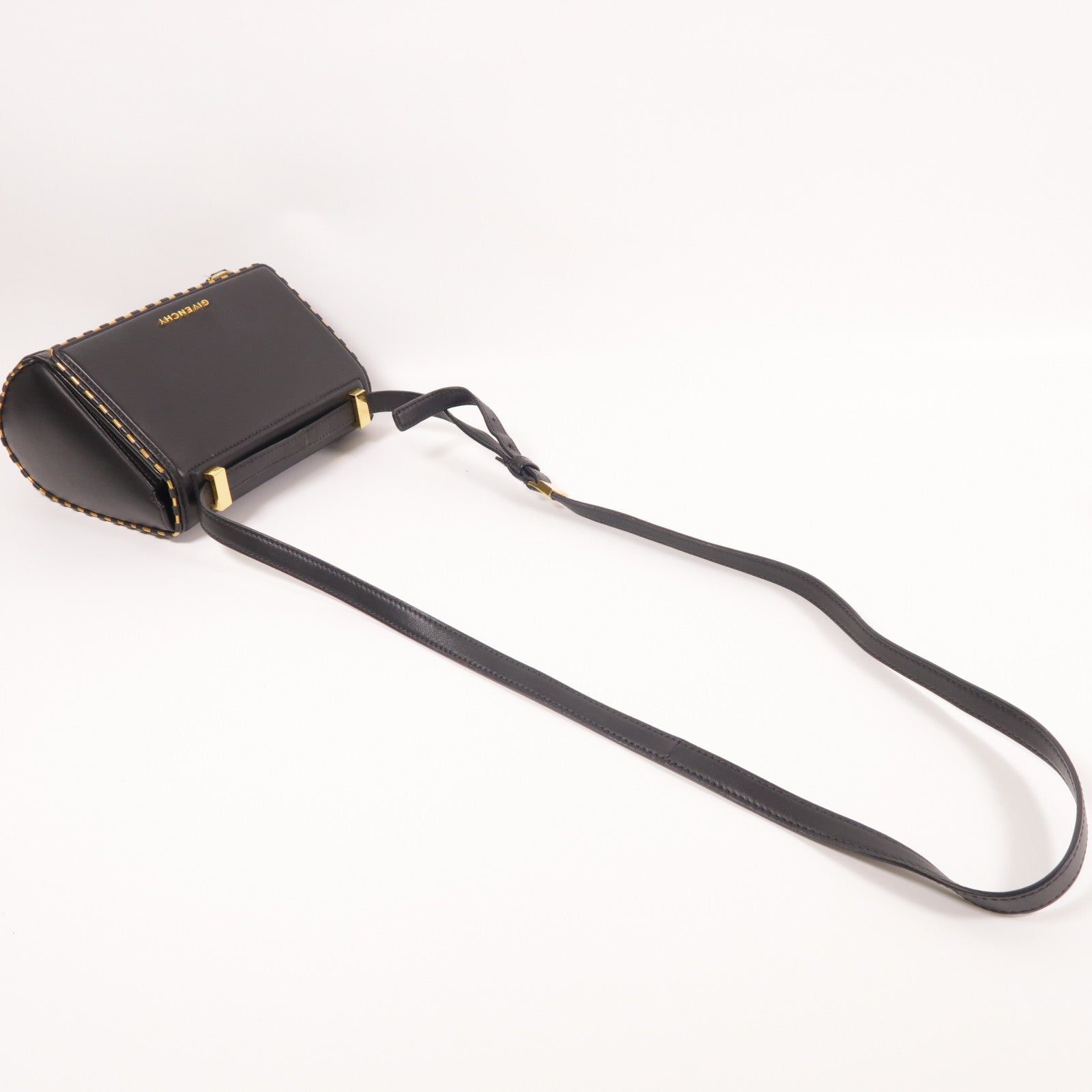 GIVENCHY GHW Pandora Box Shoulder Bag Calfskin Leather Black
