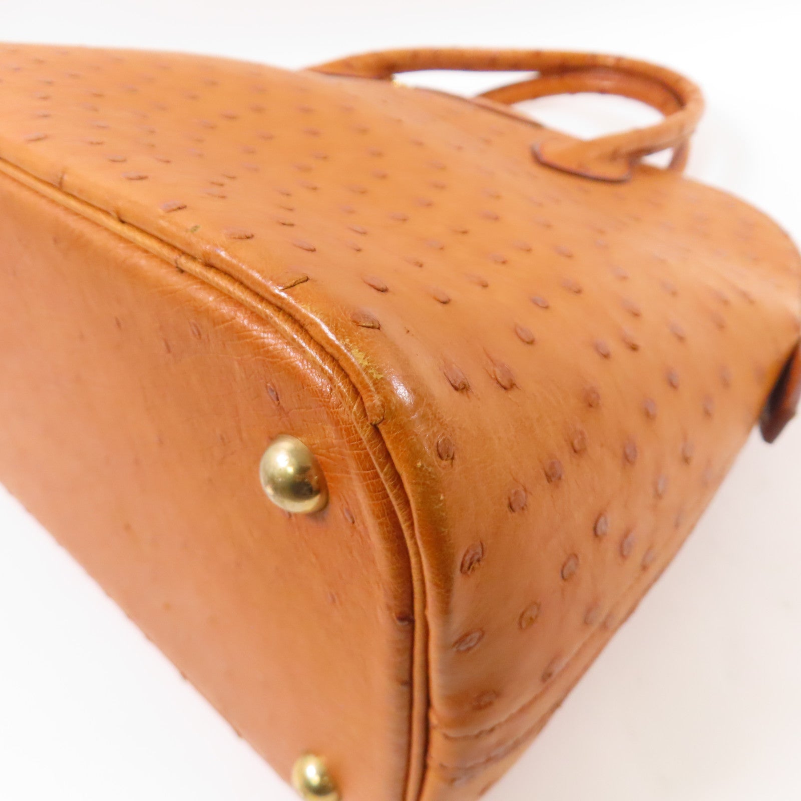 HERMES 鴕鳥皮革Bolide 35金扣手挽肩背兩用袋Gold