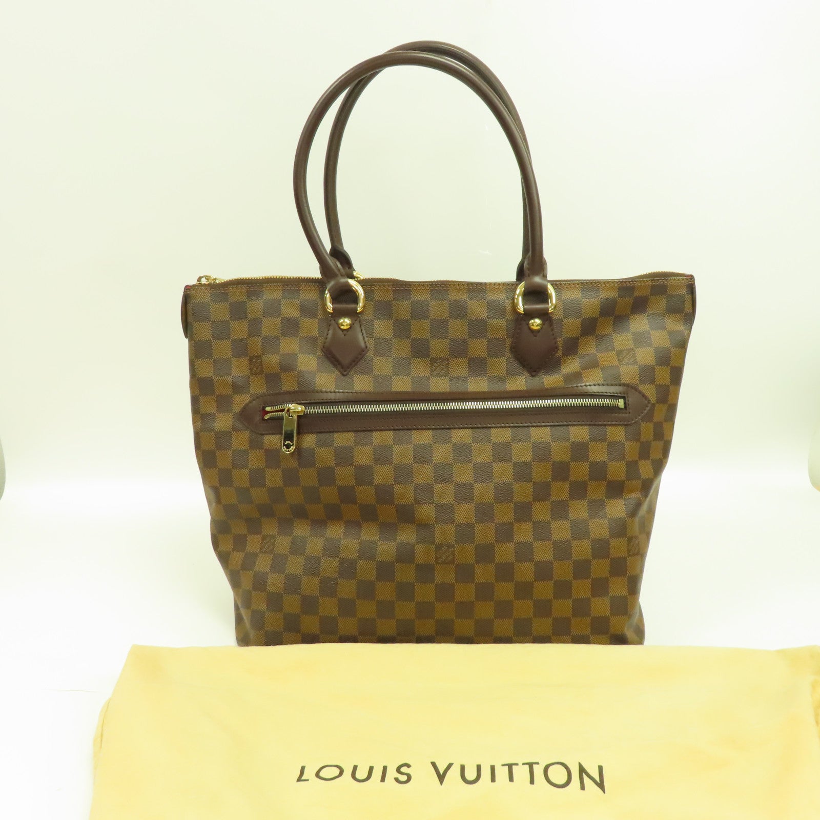 LOUIS VUITTON Damier Saleya GM金扣手挽袋啡色