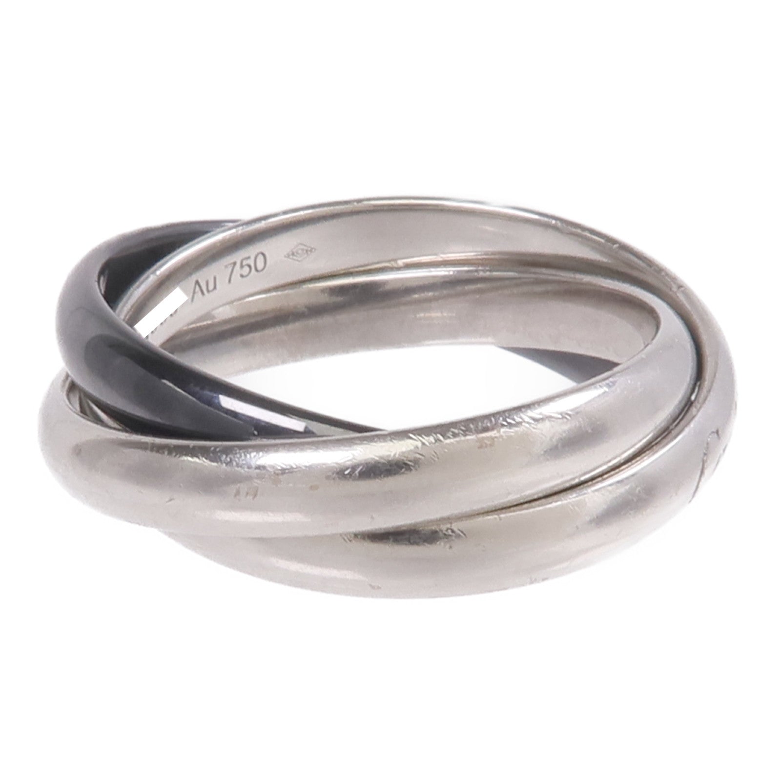 CARTIER 18K白金/陶瓷Trinity Ring戒指