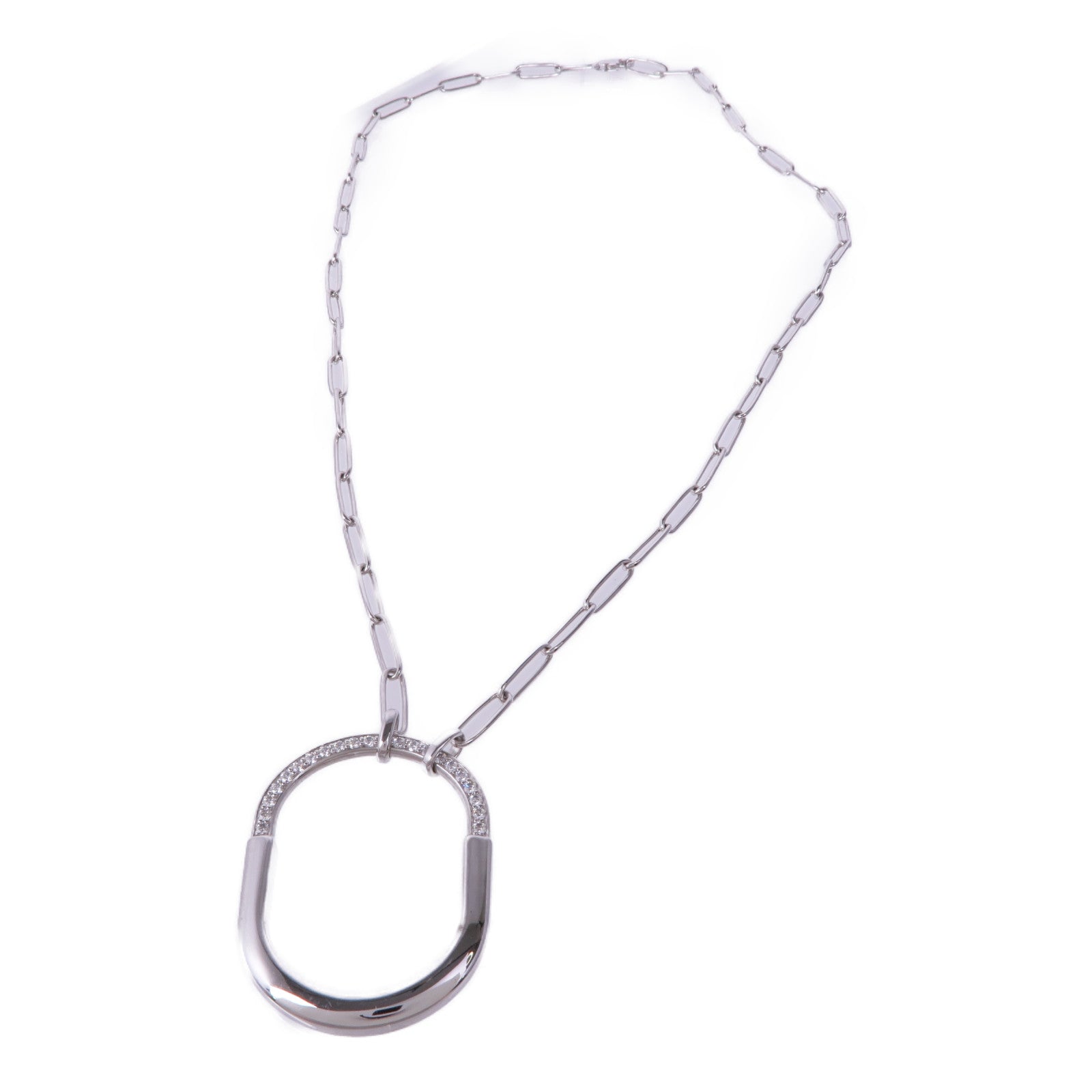 TIFFANY＆CO 18K白金Lock Pendant鑽石項鍊