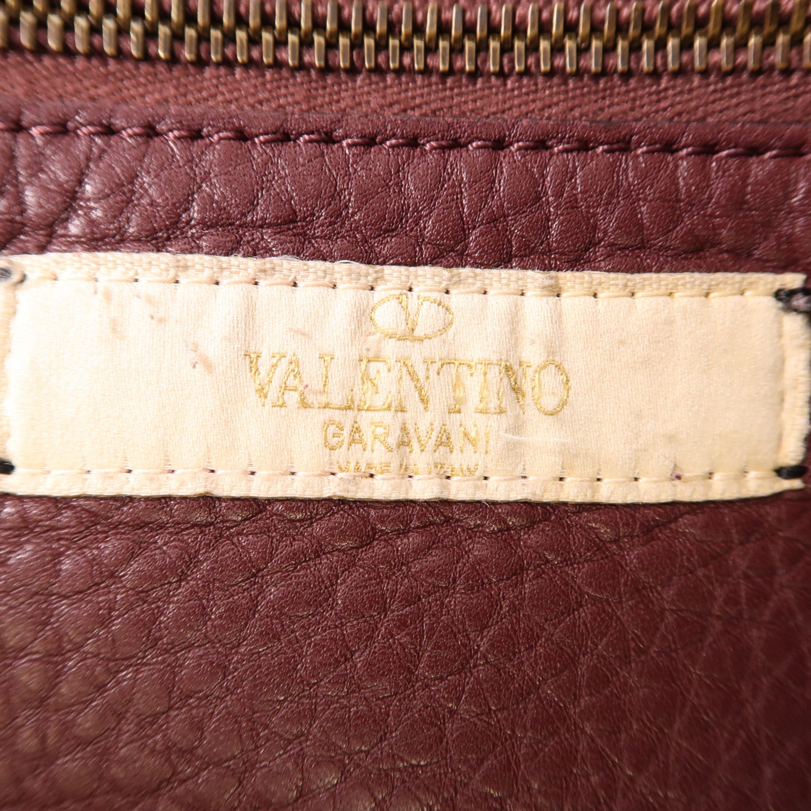 Valentino 牛皮皮革2 Way Bag金扣手挽肩背兩用袋紫紅色