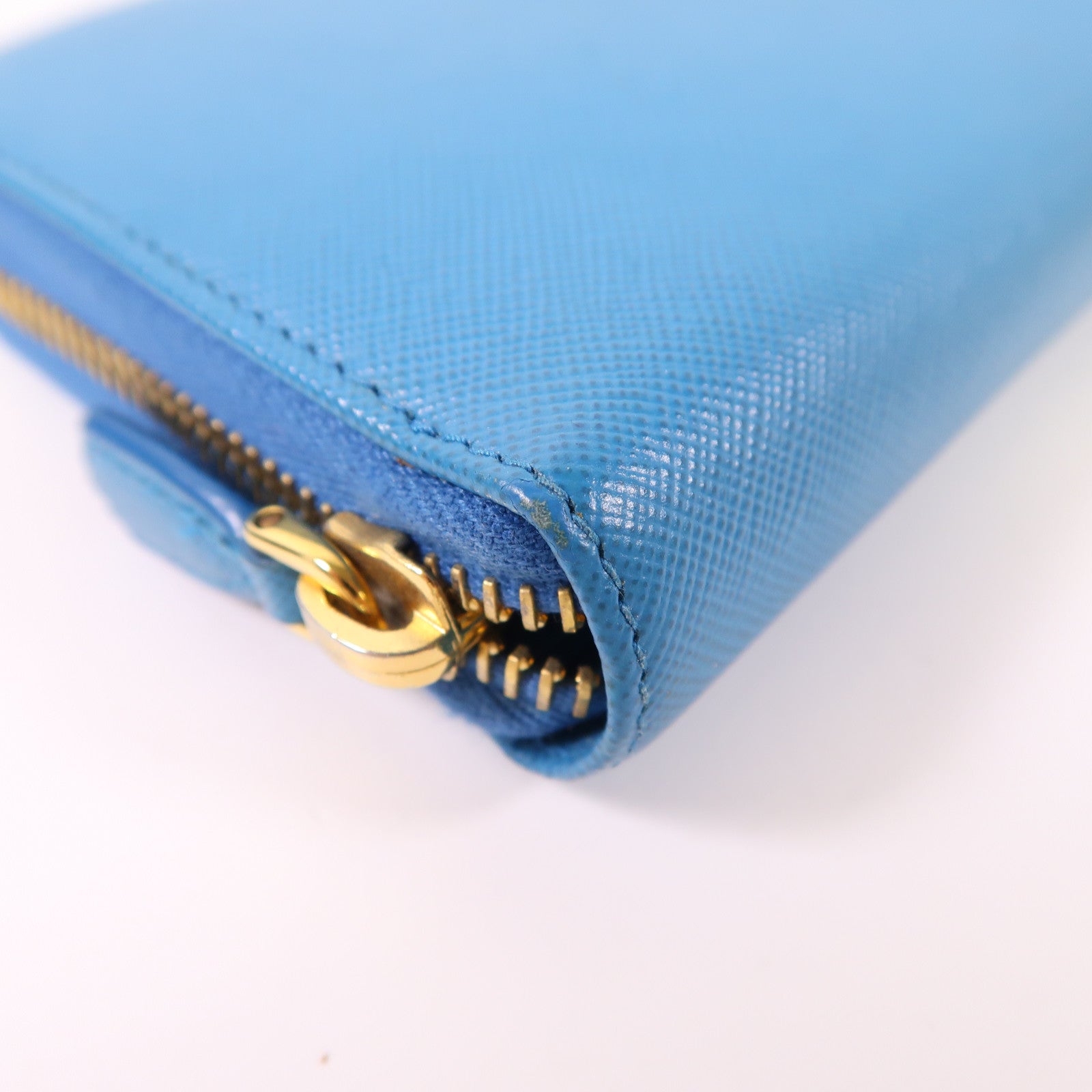 PRADA GHW Long Wallet Saffiano Leather 1M0506 Celeste Blue