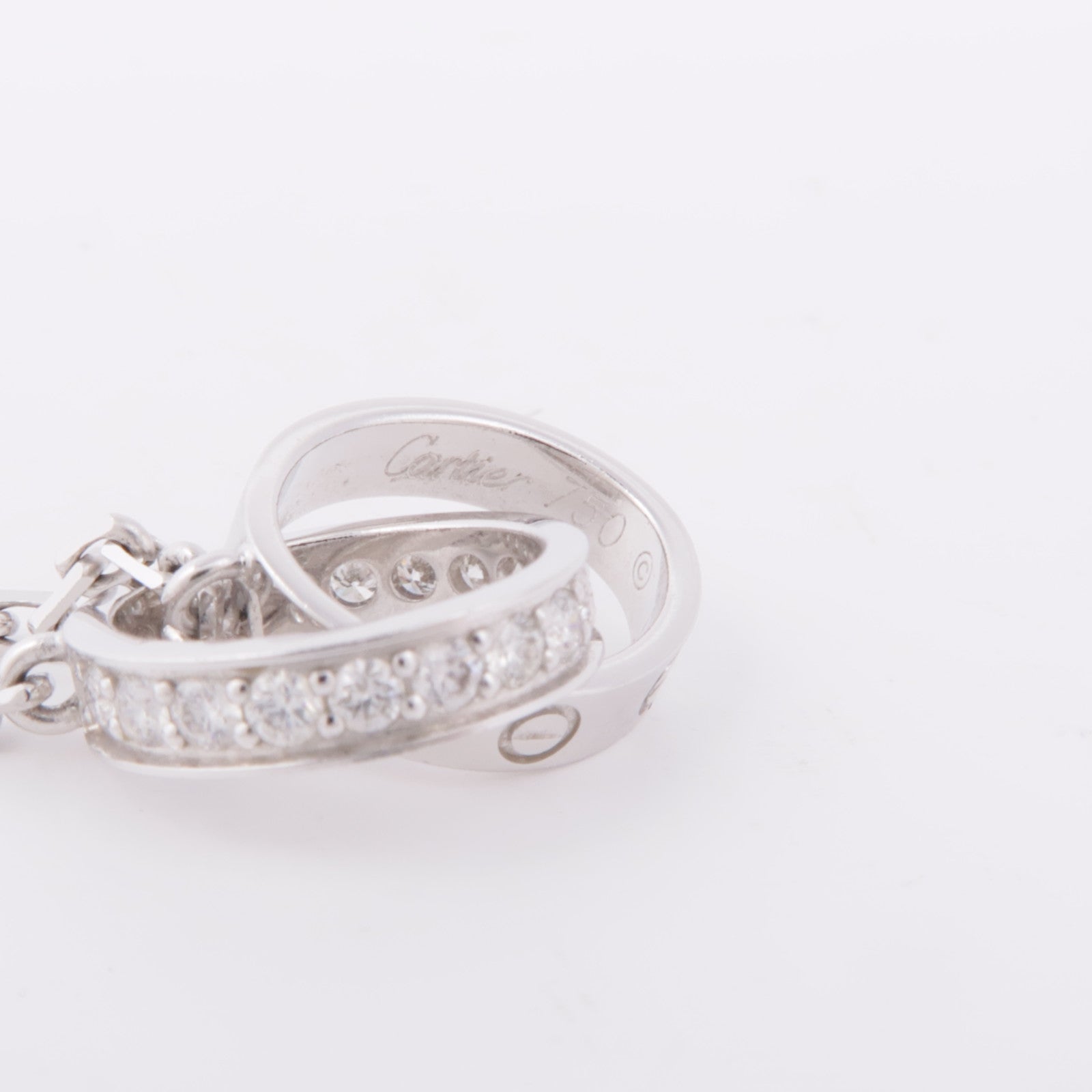 CARTIER 【激減優惠】18K白金Love Necklace Semi Paved鑽石項鍊