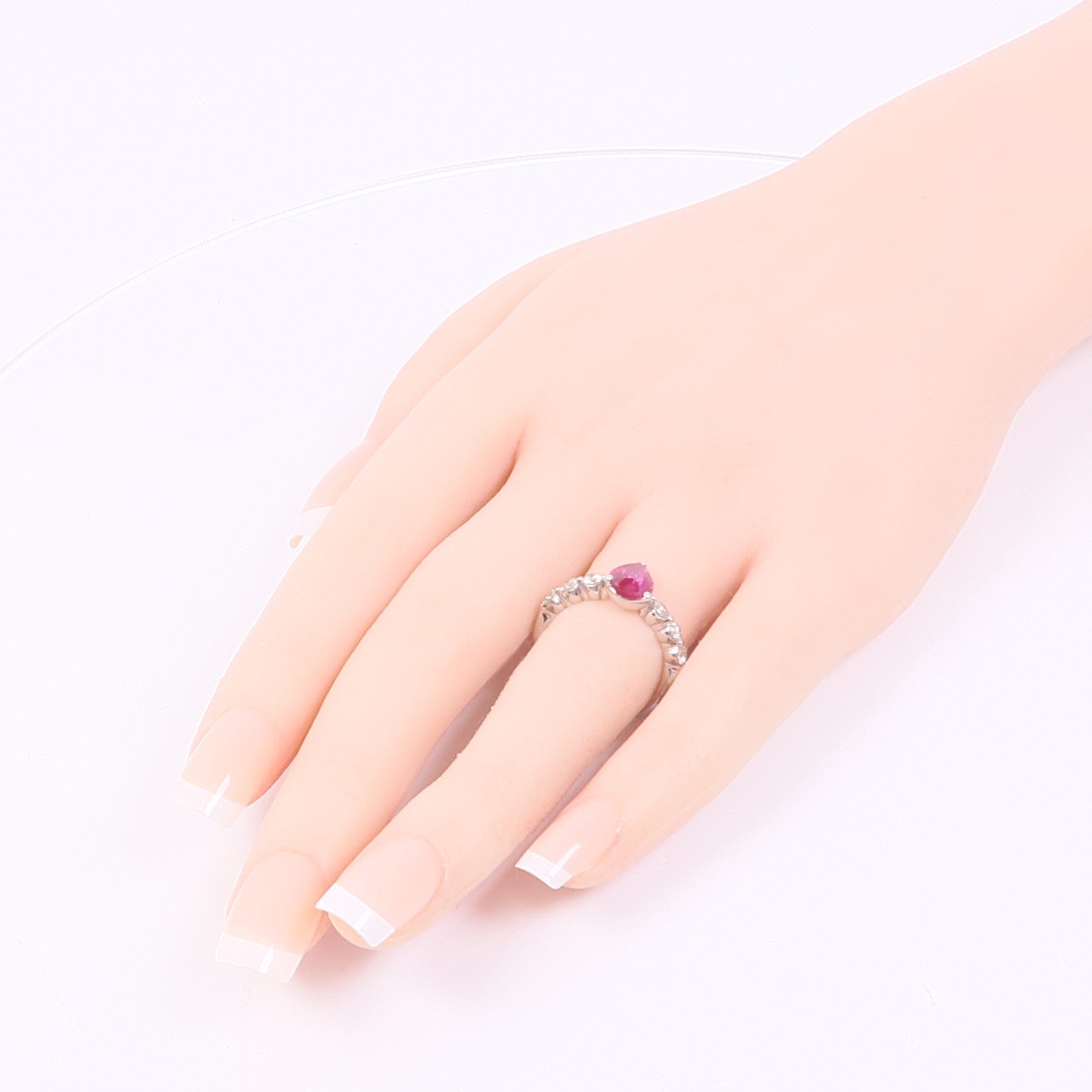 JEWELRY 【激減優惠】PT900鉑金Ruby/Diamond Ring紅寶石/鑽石戒指US#6.5