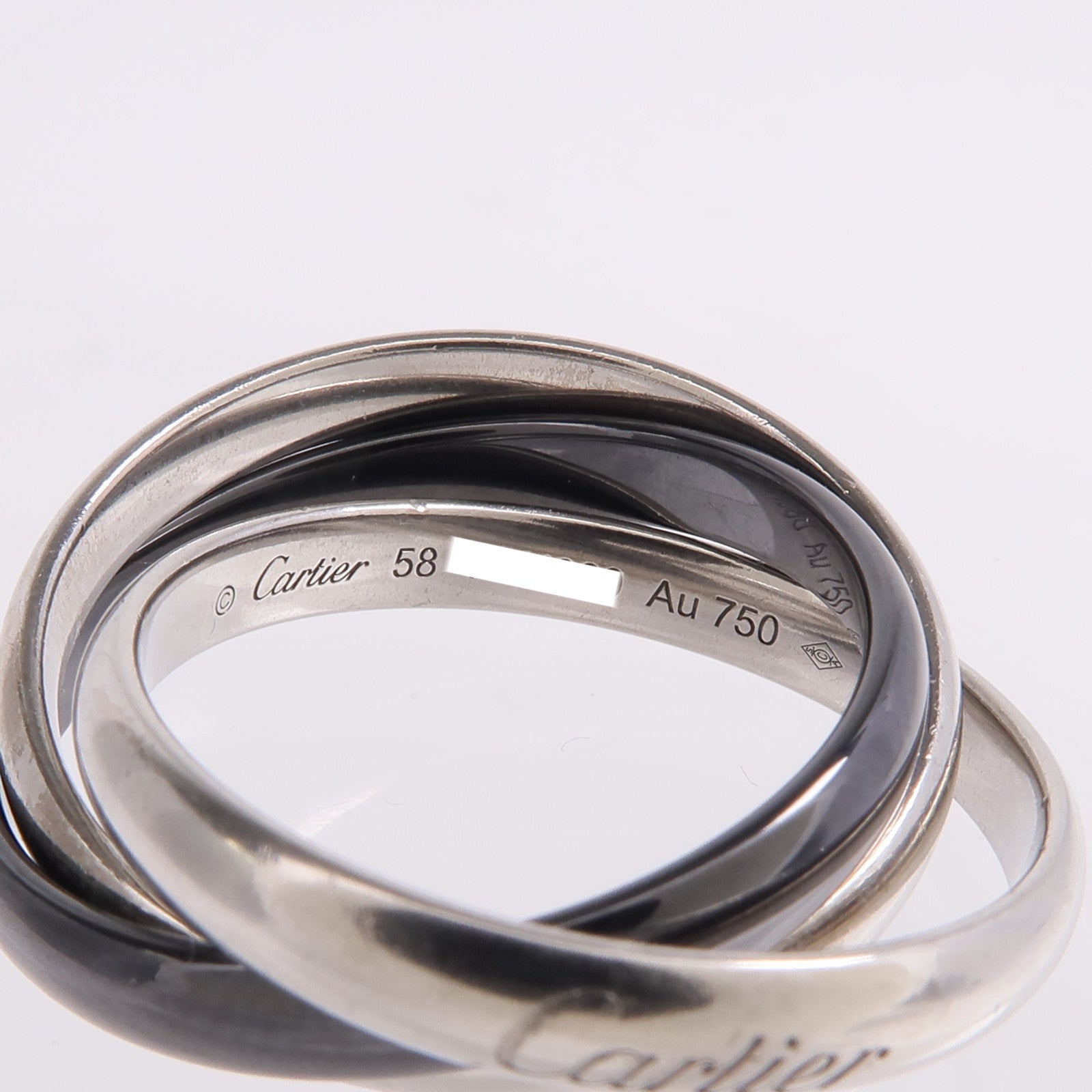 CARTIER 18K白金/陶瓷Trinity Ring戒指