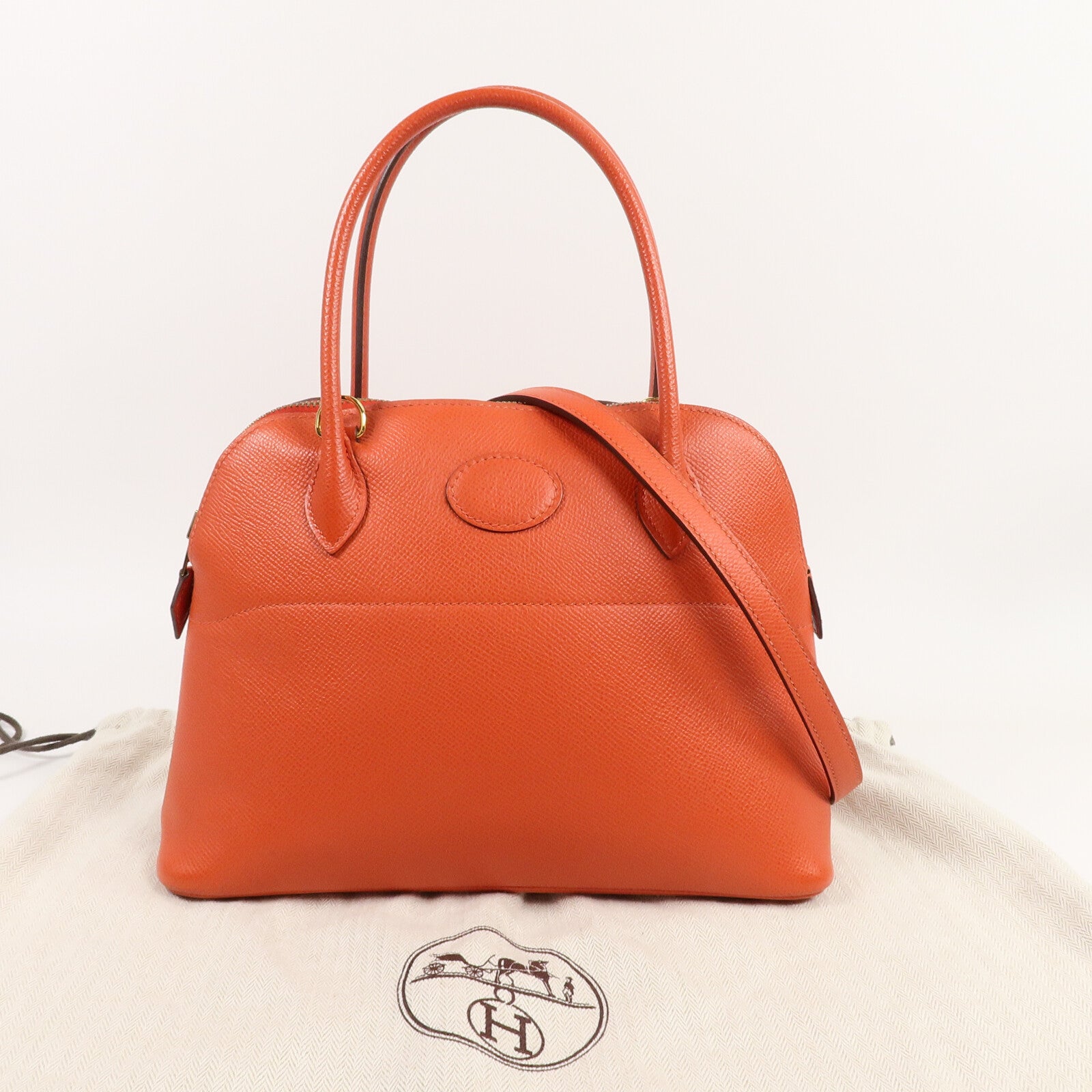 HERMES Epsom皮革Bolide 27手挽肩背兩用袋Rouge Tomate