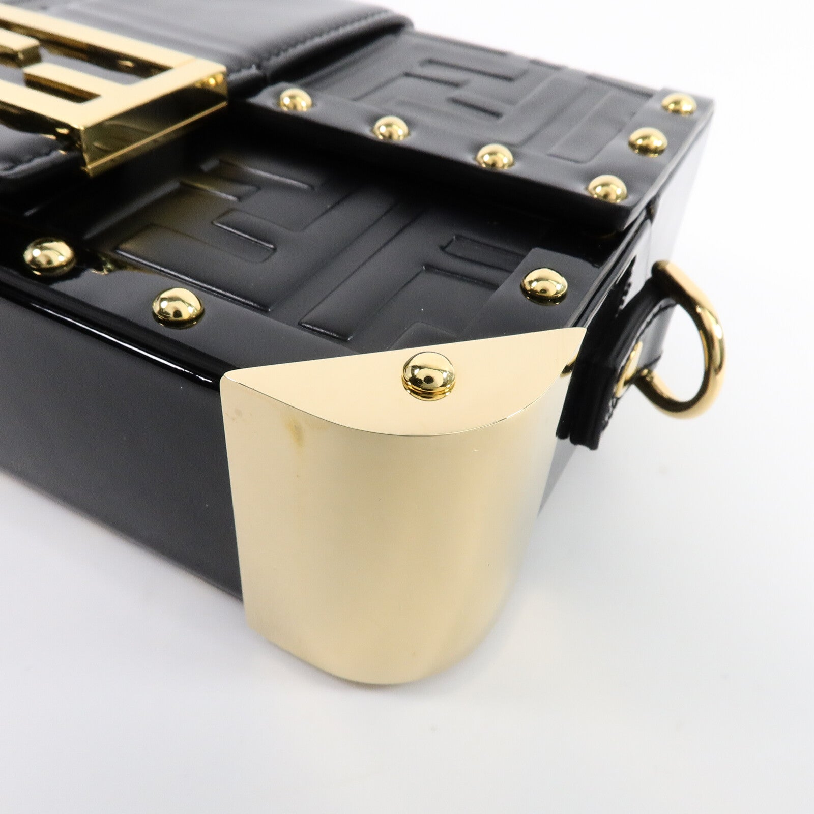 FENDI 牛皮皮革Baguette Trunk Mini肩背袋