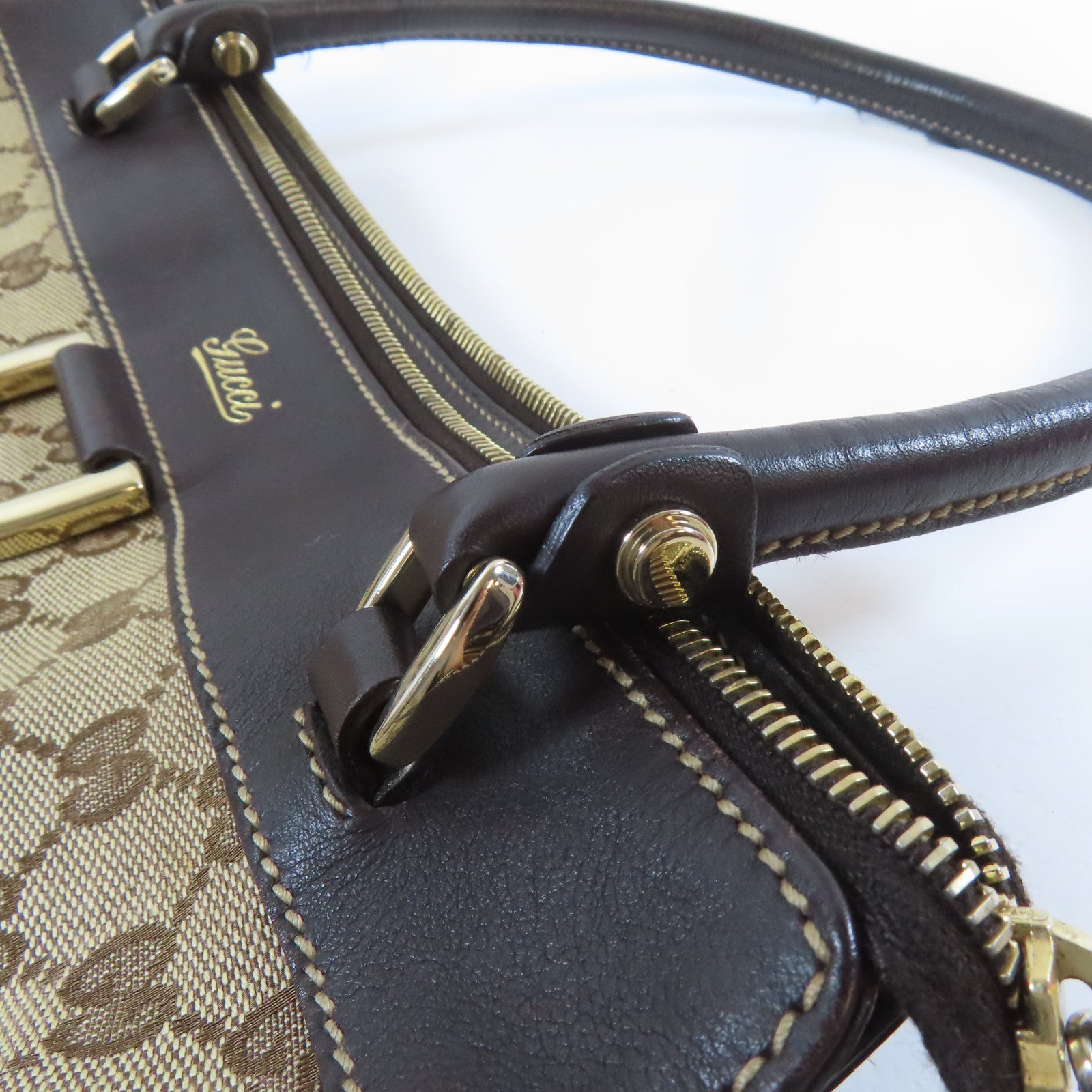 GUCCI 【激減優惠】帆布Shoulder Bag金扣肩背袋啡色