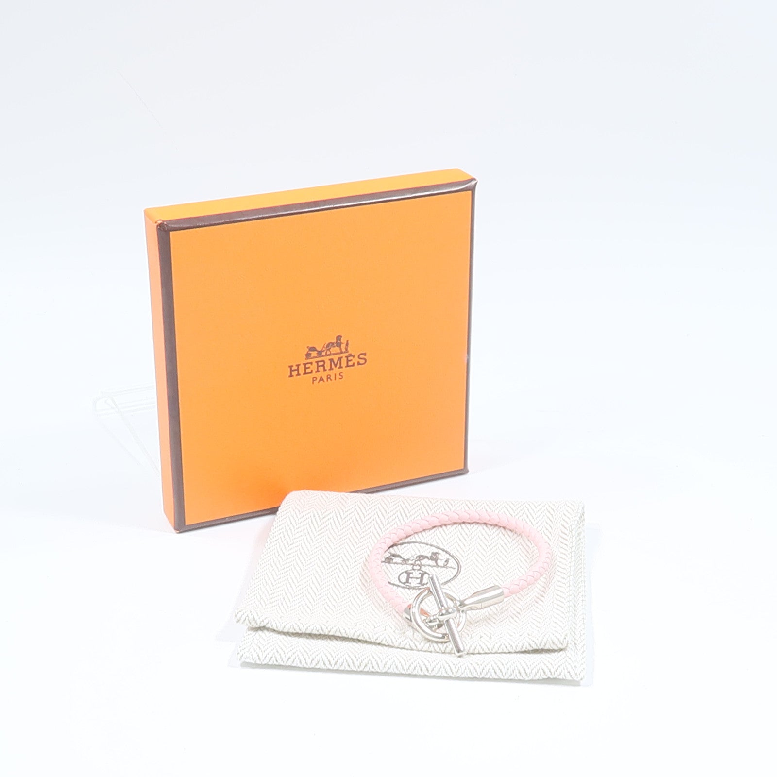 HERMES Swift皮革Glenan Bracelet手帶Rose Sakura